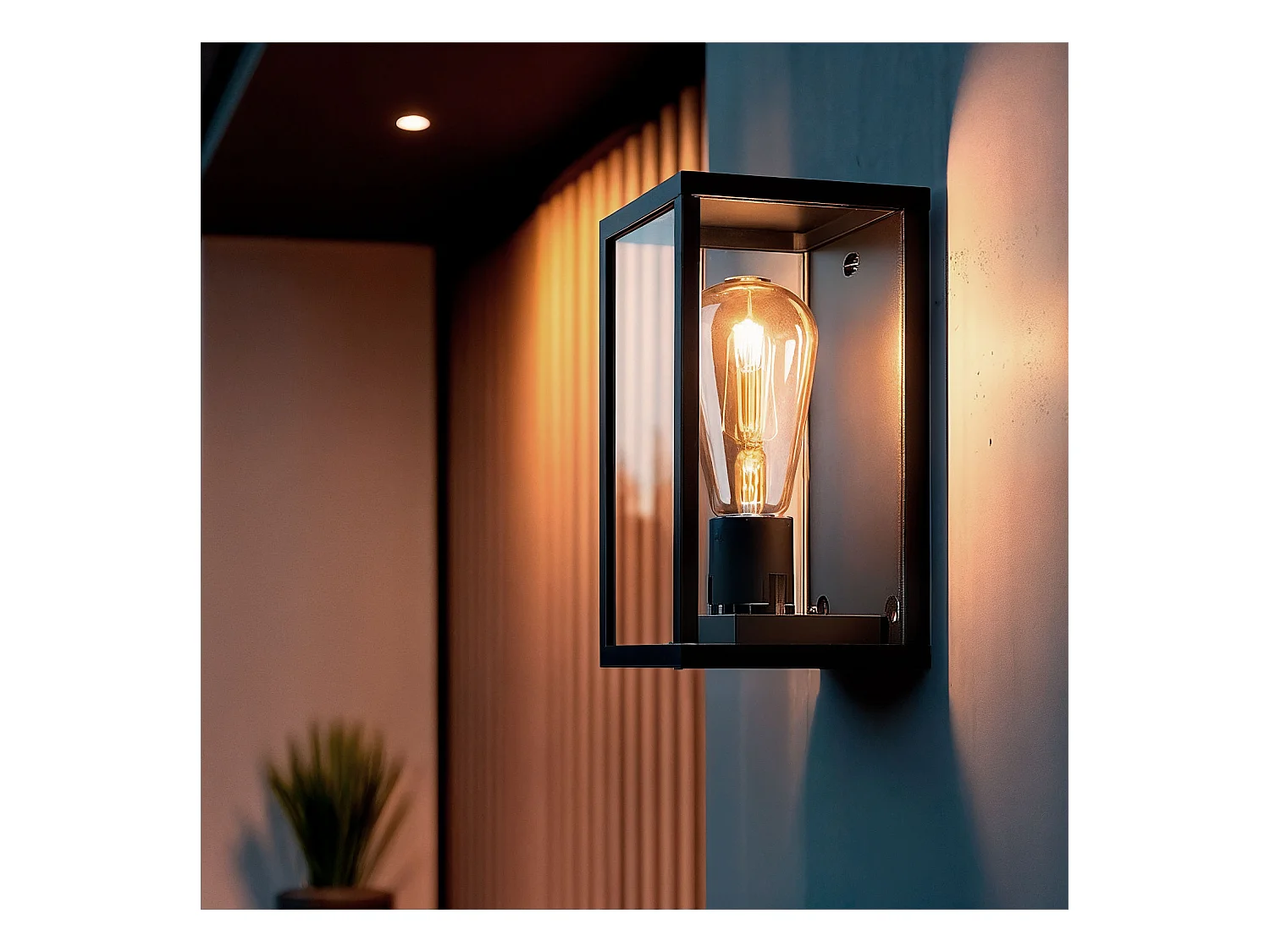 Aplique de Pared Exterior Aluminio y Cristal Atrium Negro