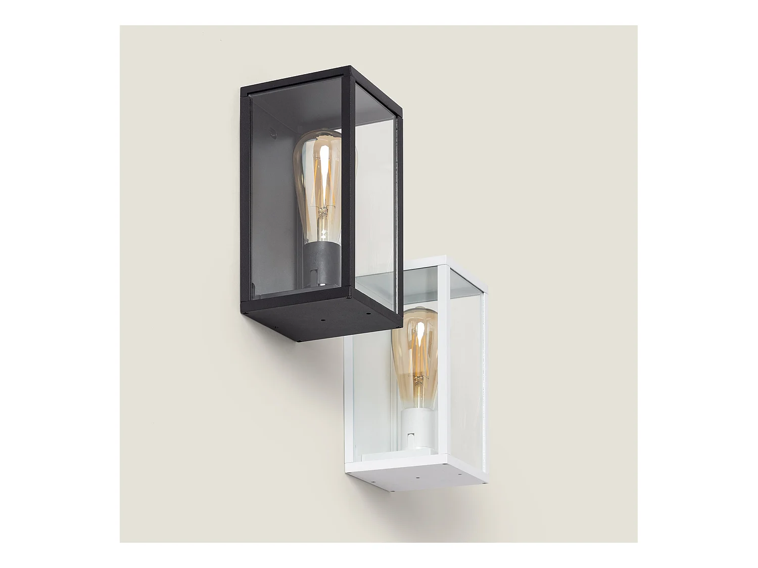 Aplique de Pared Exterior Aluminio y Cristal Atrium Negro