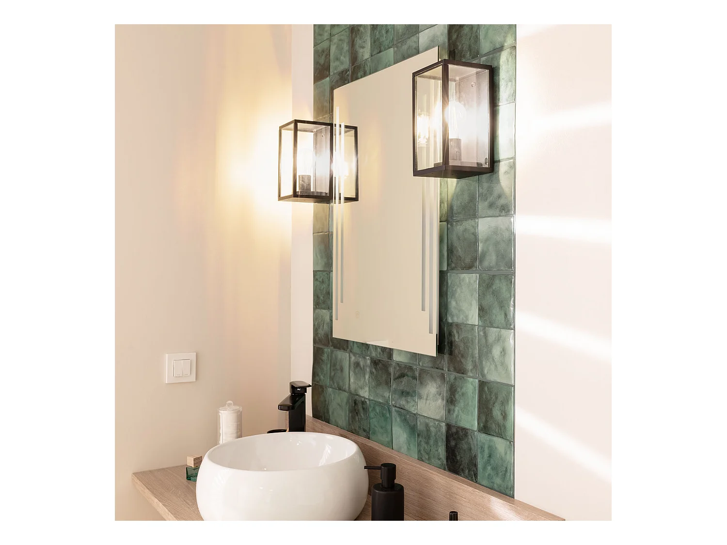 Aplique de Pared Exterior Aluminio y Cristal Atrium Negro