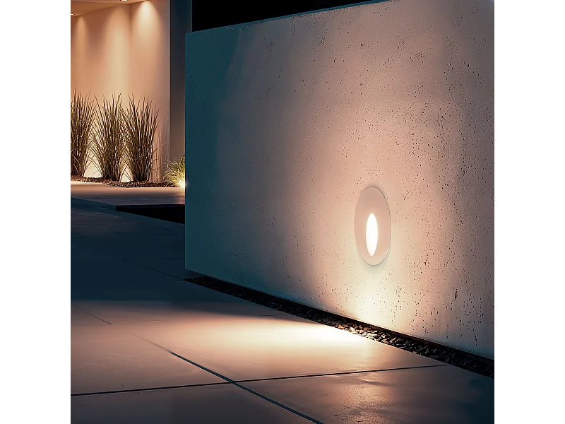 Baliza Exterior LED 3W Empotrable Pared Circular Blanco Boiler