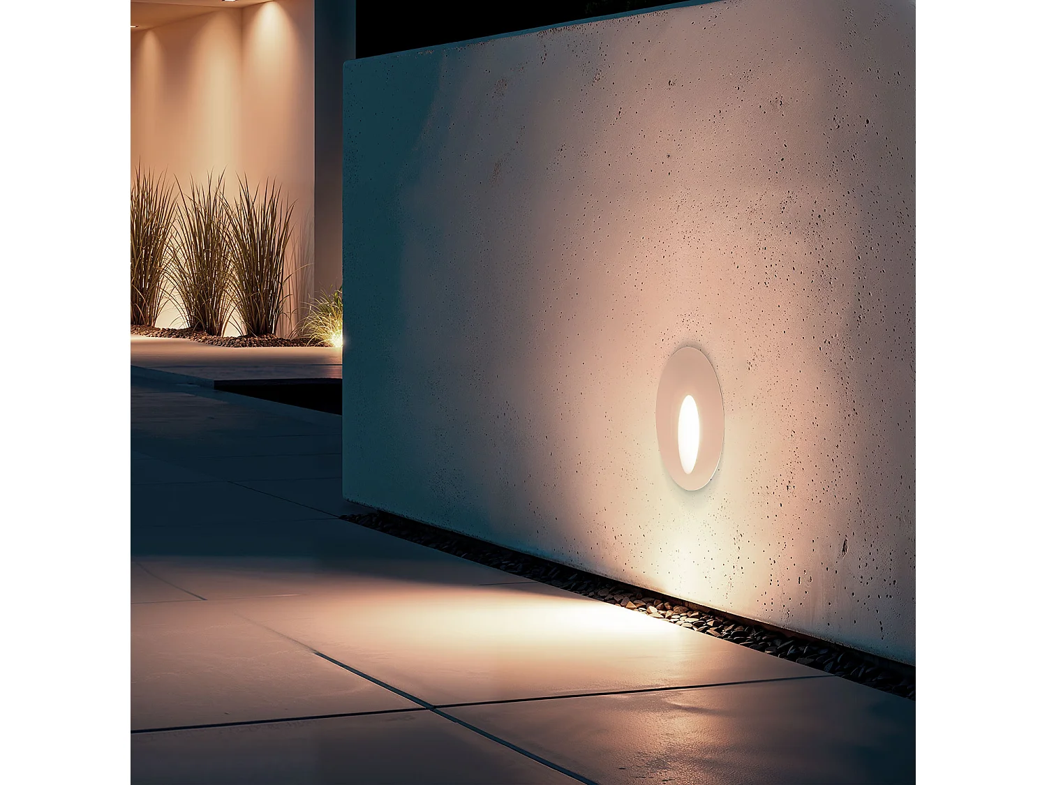 Baliza Exterior LED 3W Empotrable Pared Circular Blanco Boiler