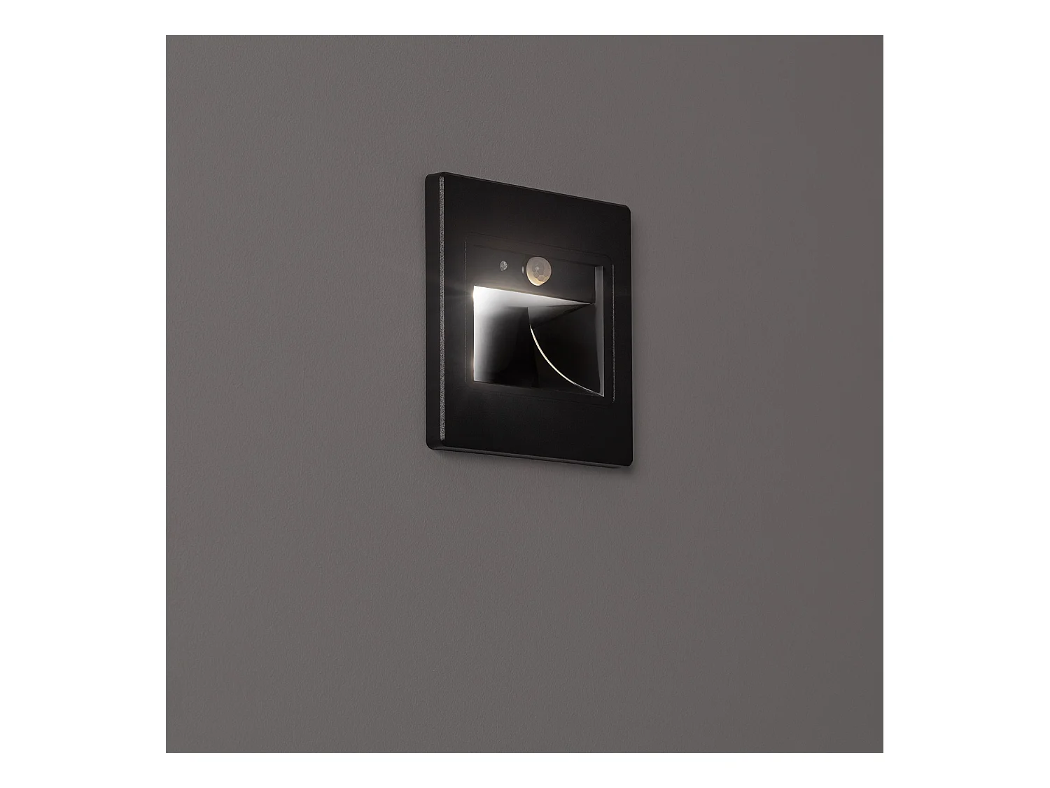 Balise Murale LED Encastrable Bark 1.5W Noire avec Capteur PIR  4000K Blanc neutre