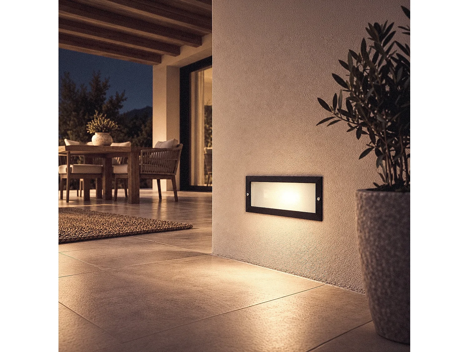 Baliza Exterior Empotrable Pared Aluminio para Bombilla E27 Negro
