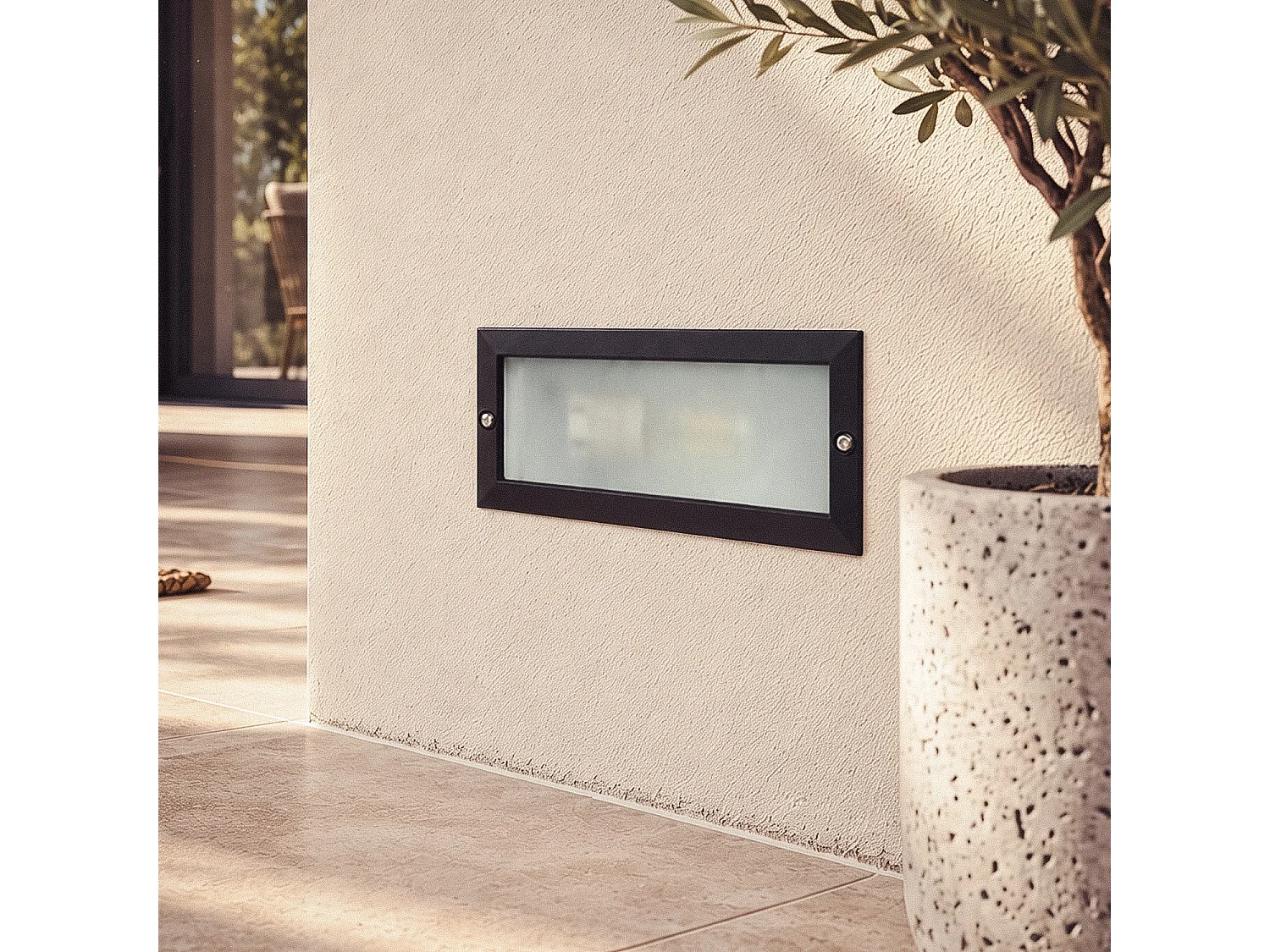 Baliza Exterior Empotrable Pared Aluminio para Bombilla E27 Negro