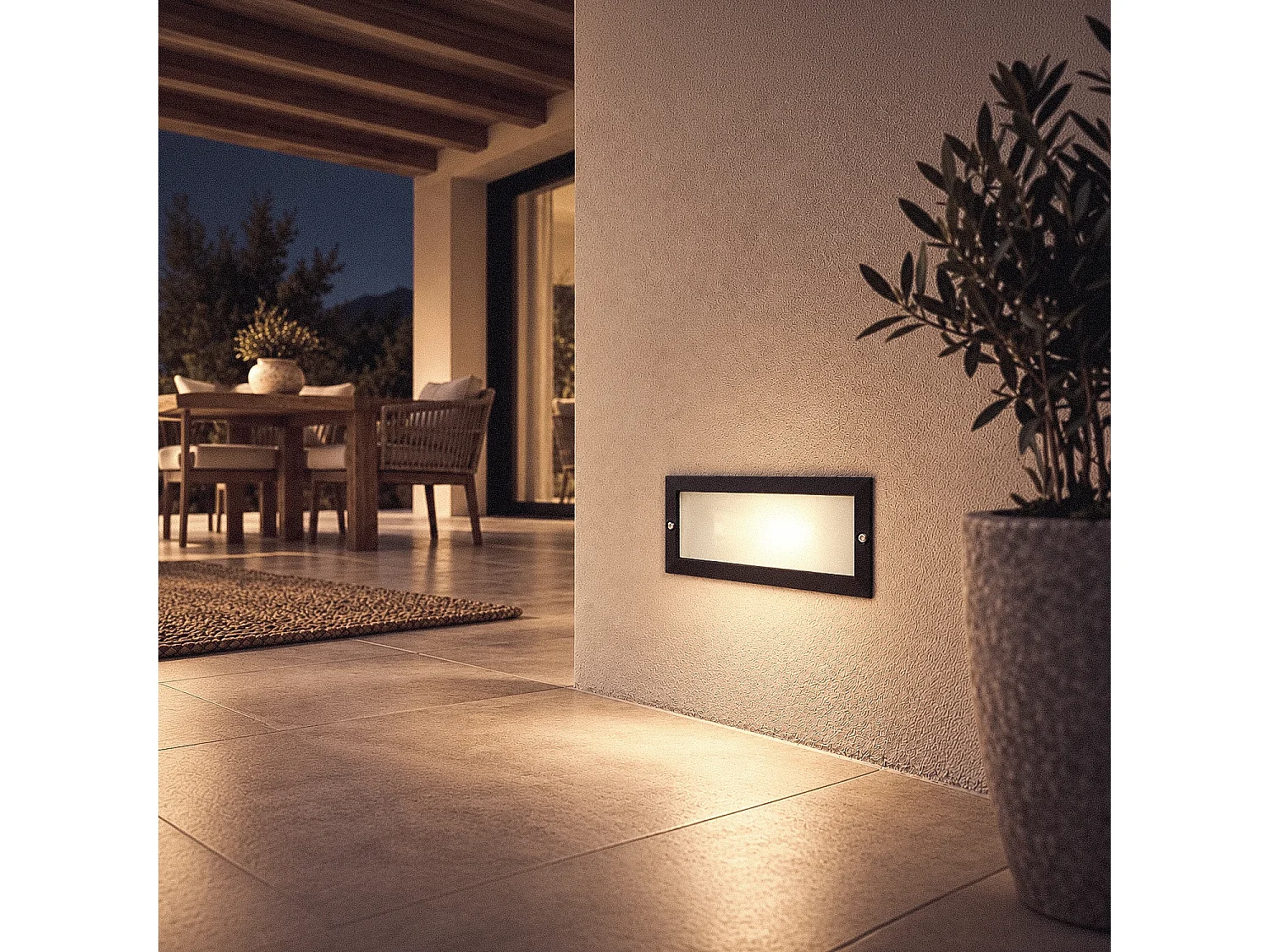 Baliza Exterior Empotrable Pared Aluminio para Bombilla E27 Negro
