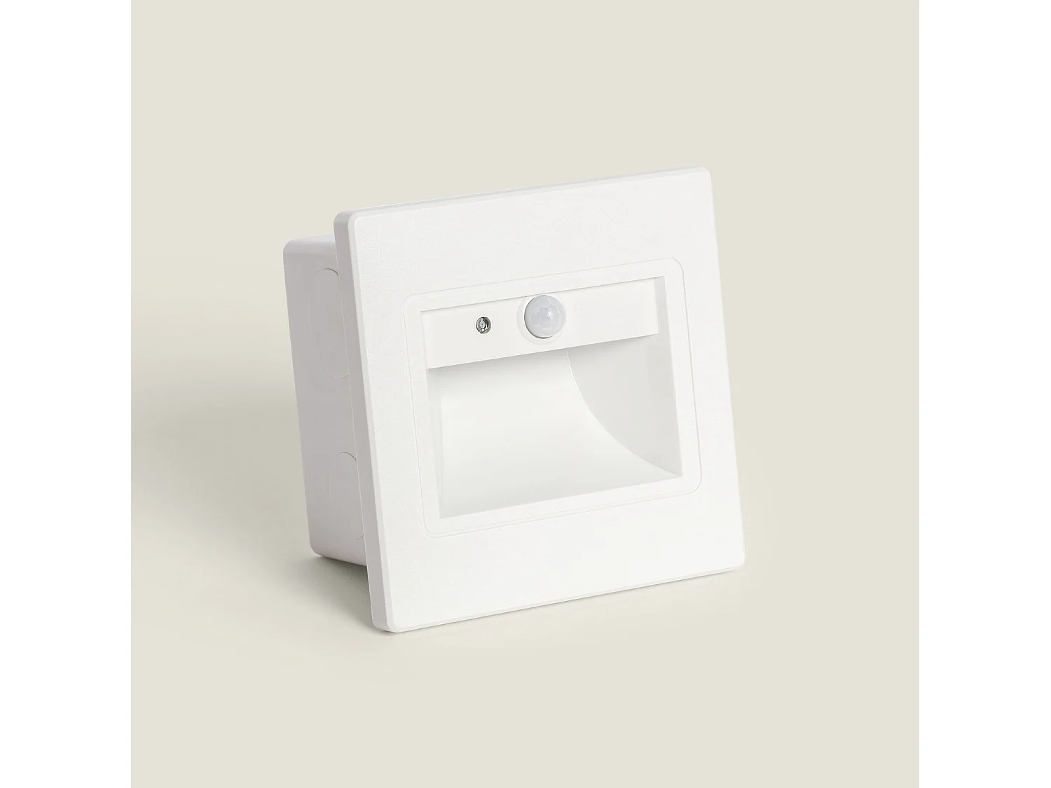 Balise Murale LED 1.5W Encastrable avec Détecteur PIR et Crépusculaire Bark Blanche 3000K Blanc chaud