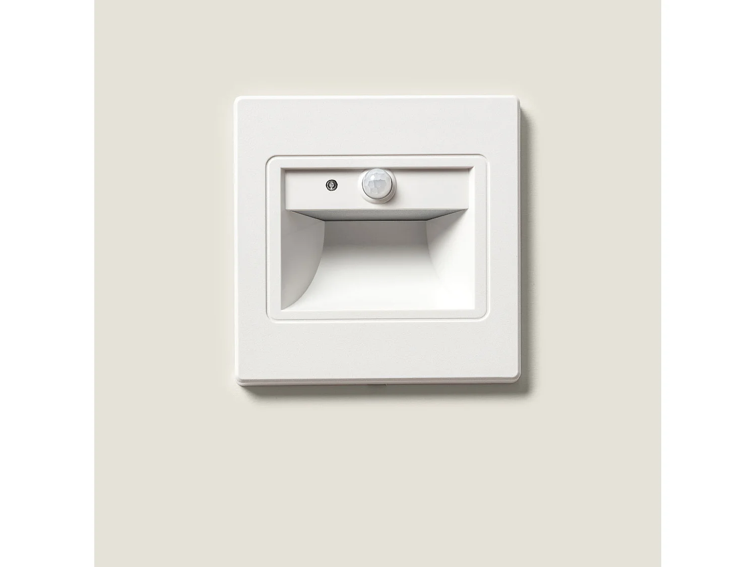 Balise Murale LED 1.5W Encastrable avec Détecteur PIR et Crépusculaire Bark Blanche 3000K Blanc chaud