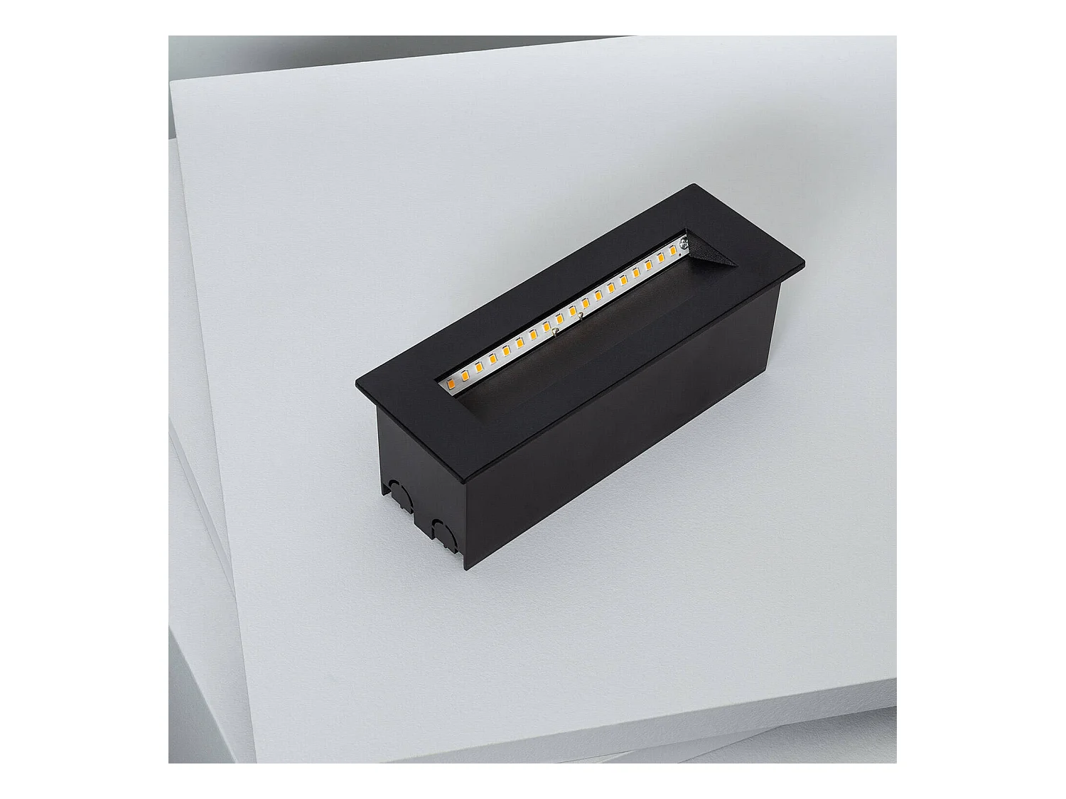 Baliza Exterior LED 7W Empotrable Pared Rectangular Negro Groult 2700K Blanco Cálido