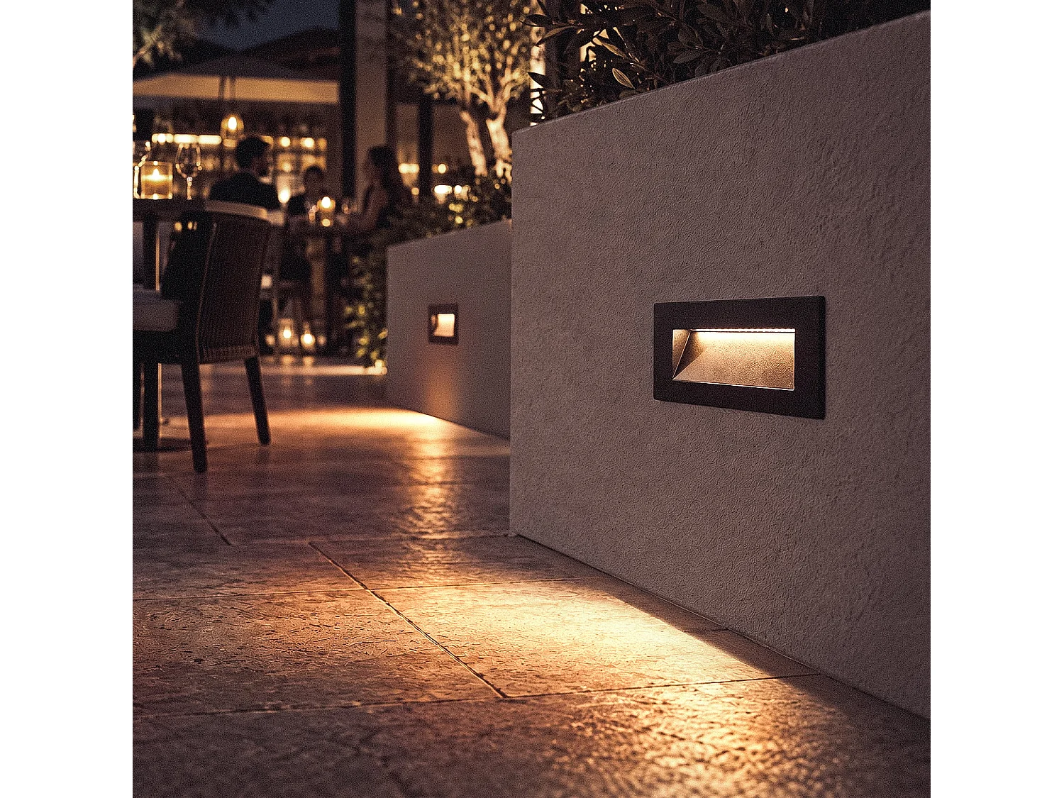 Balise Murale Extérieure LED 7W Encastrable Rectangulaire Aluminium Noir Groult 2700K Blanc chaud