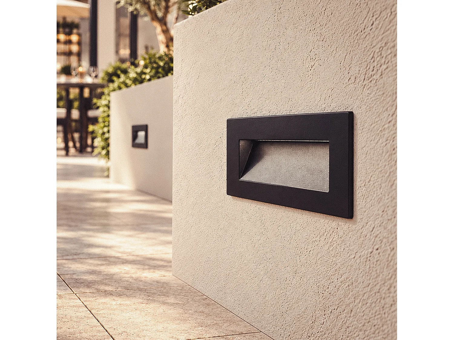 Balise Murale Extérieure LED 7W Encastrable Rectangulaire Aluminium Noir Groult 2700K Blanc chaud