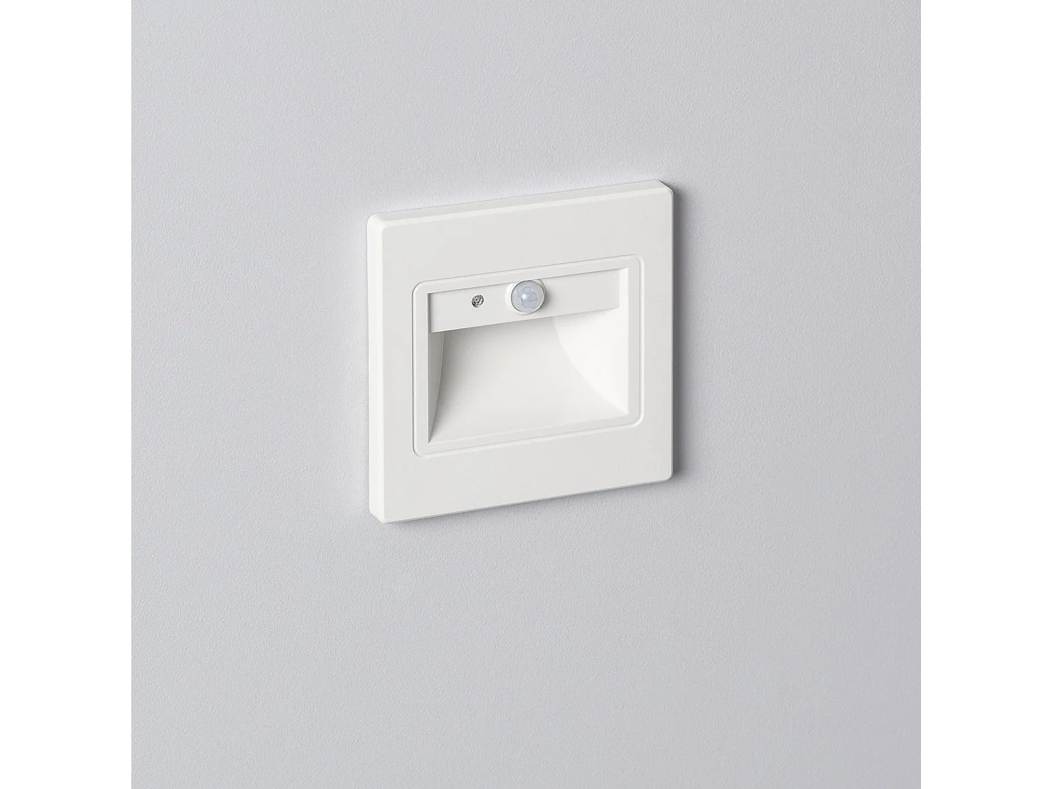 Balise Murale LED 1.5W Encastrable avec Détecteur PIR et Crépusculaire Bark Blanche 4000K Blanc neutre