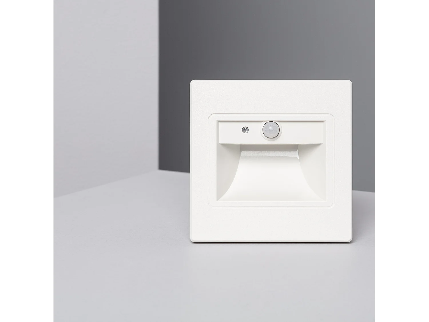 Balise Murale LED 1.5W Encastrable avec Détecteur PIR et Crépusculaire Bark Blanche 4000K Blanc neutre