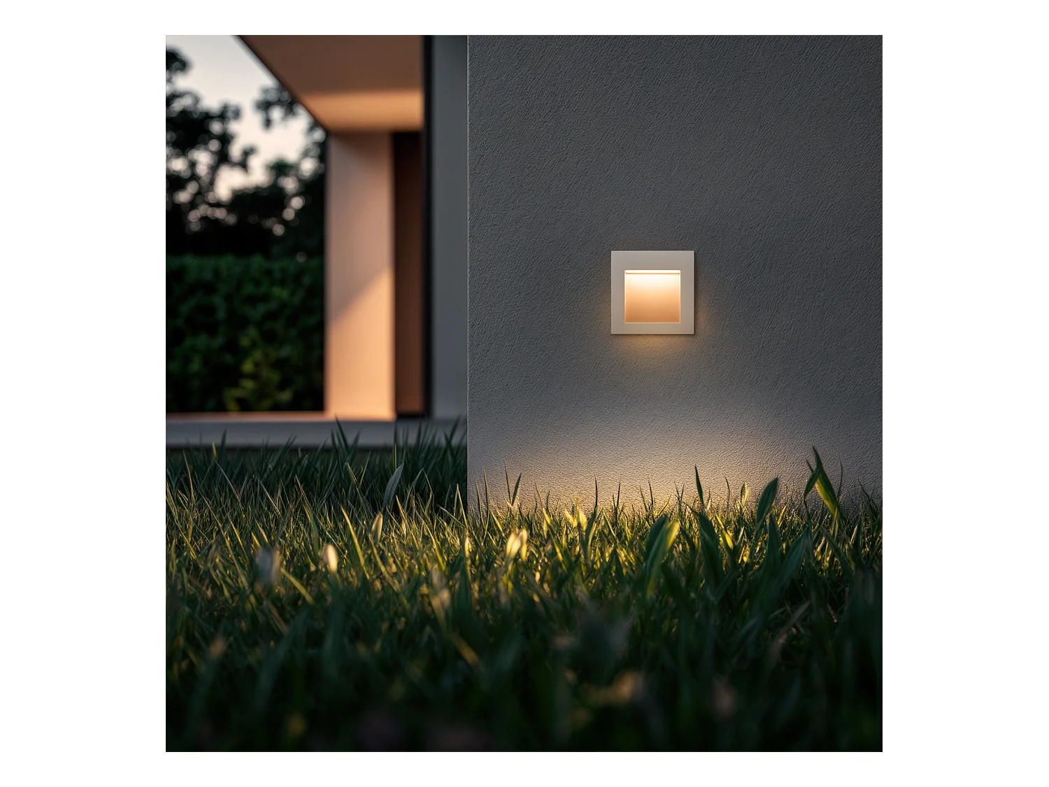 Balise LED Extérieure 4W Encastrable au Mur Carrée Natt Blanche  2700K Blanc chaud