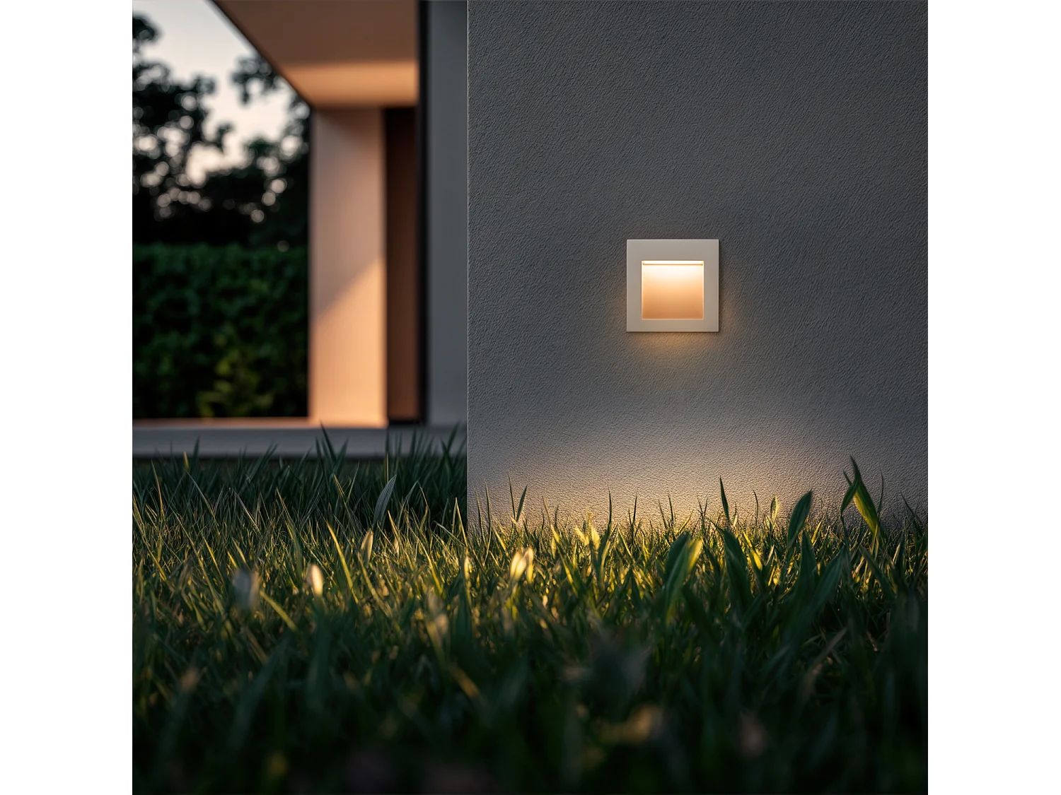 Balise LED Extérieure 4W Encastrable au Mur Carrée Natt Blanche  2700K Blanc chaud