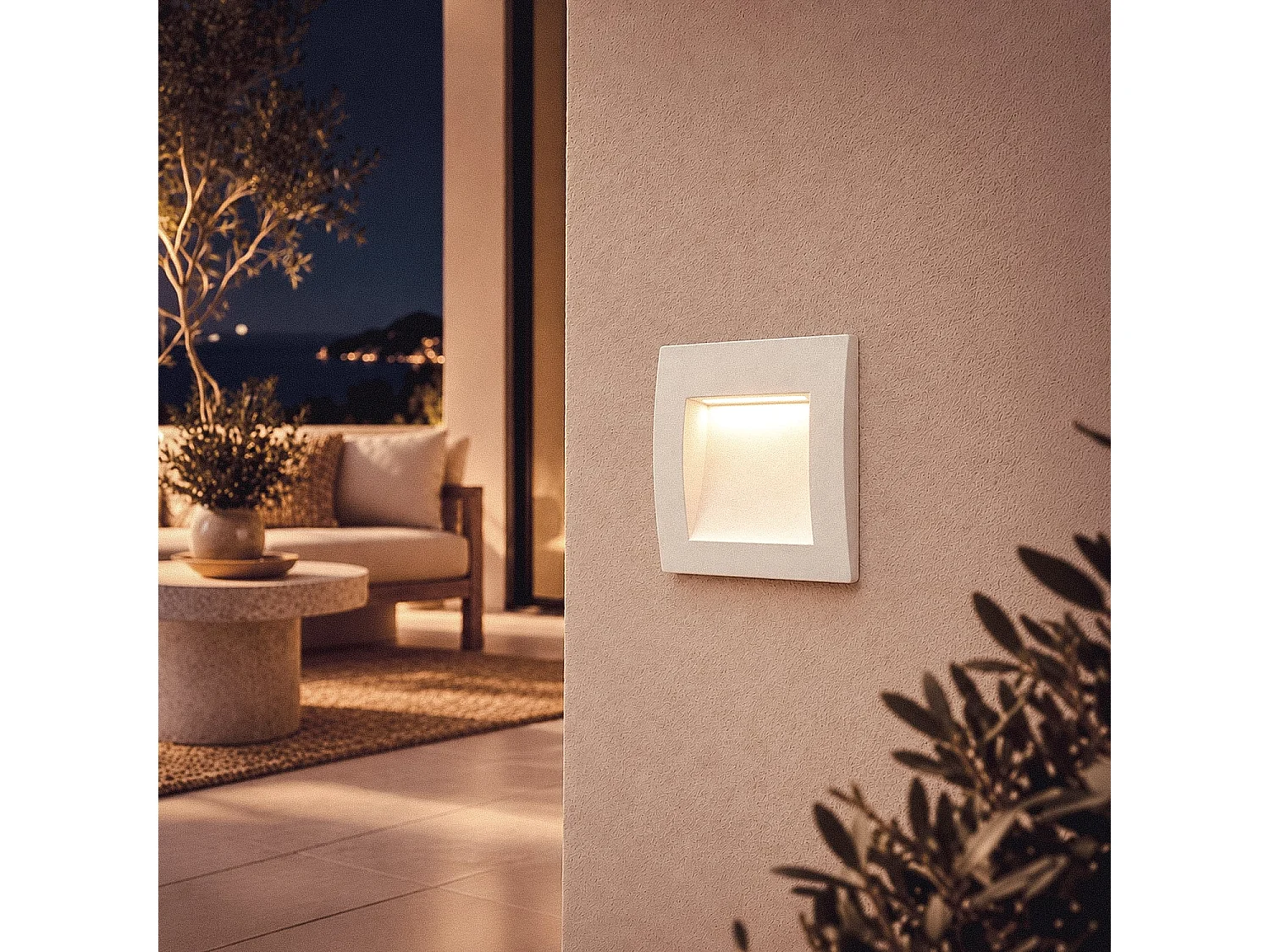 Baliza Exterior LED 4W Empotrable Pared Cuadrado Aluminio Blanco Leif 2700K Blanco Cálido