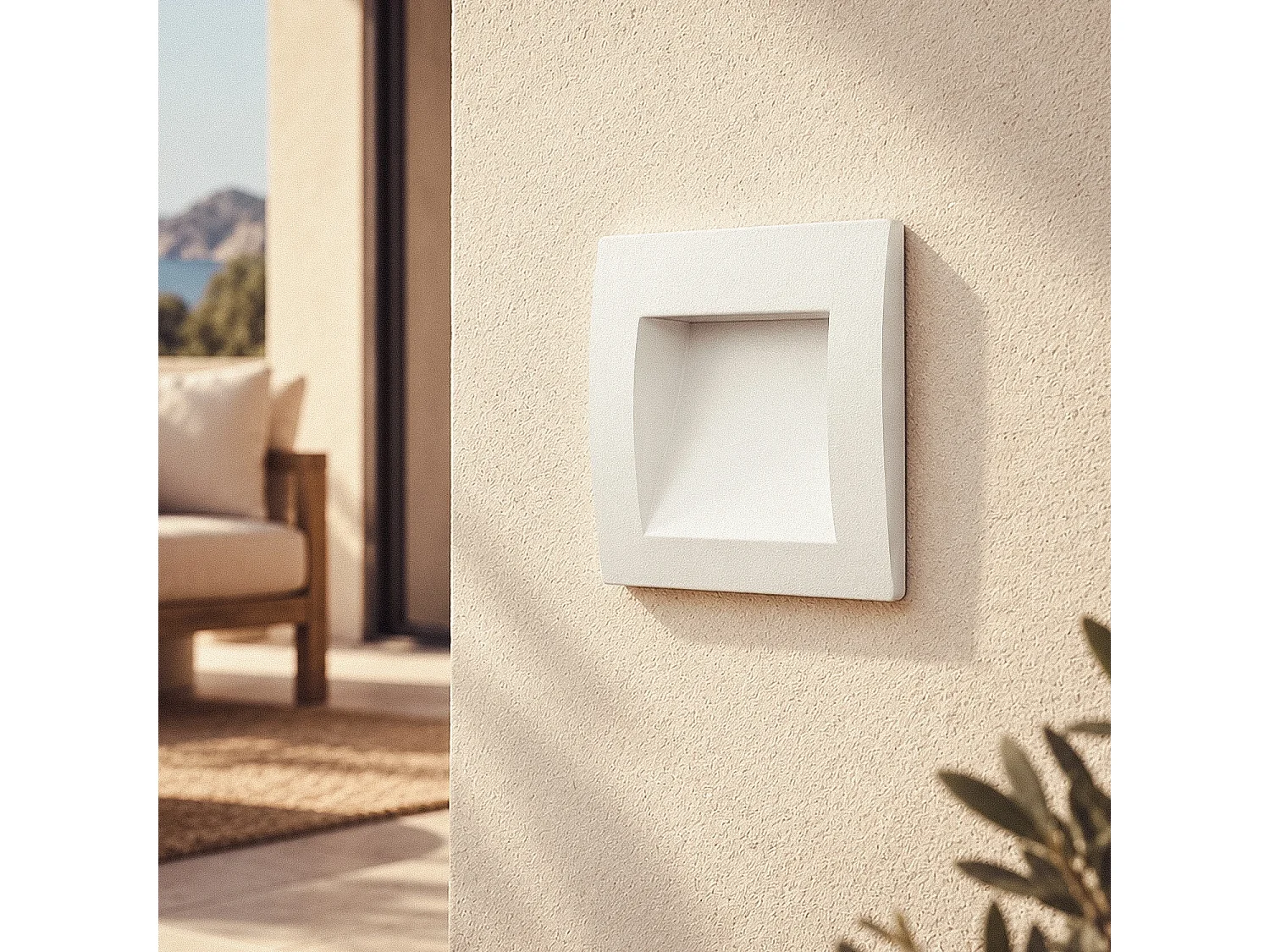 Baliza Exterior LED 4W Empotrable Pared Cuadrado Aluminio Blanco Leif 2700K Blanco Cálido
