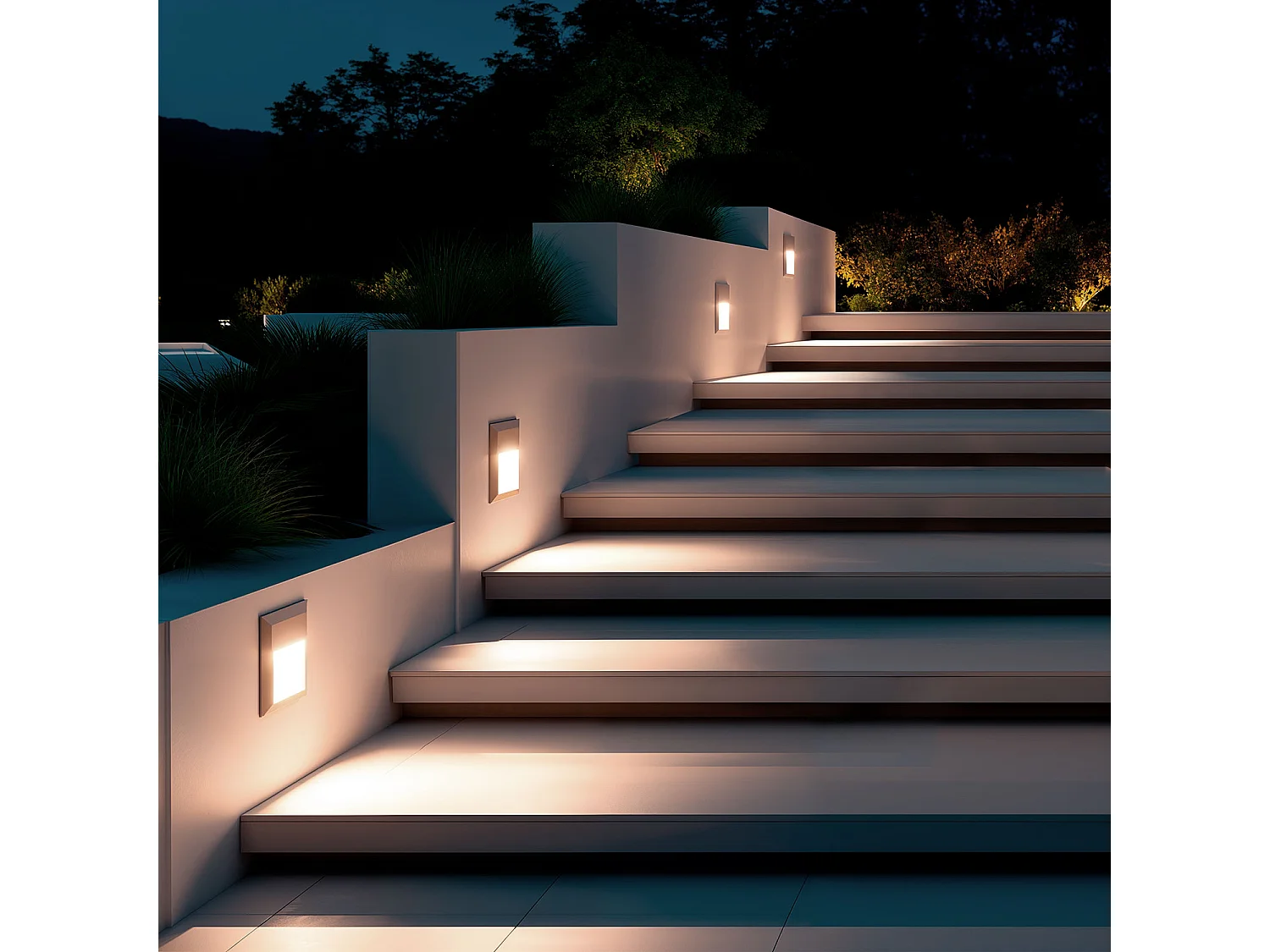 Balise LED Extérieure En Saillie au Mur Carrée Edulis Blanche 2700K Blanc chaud