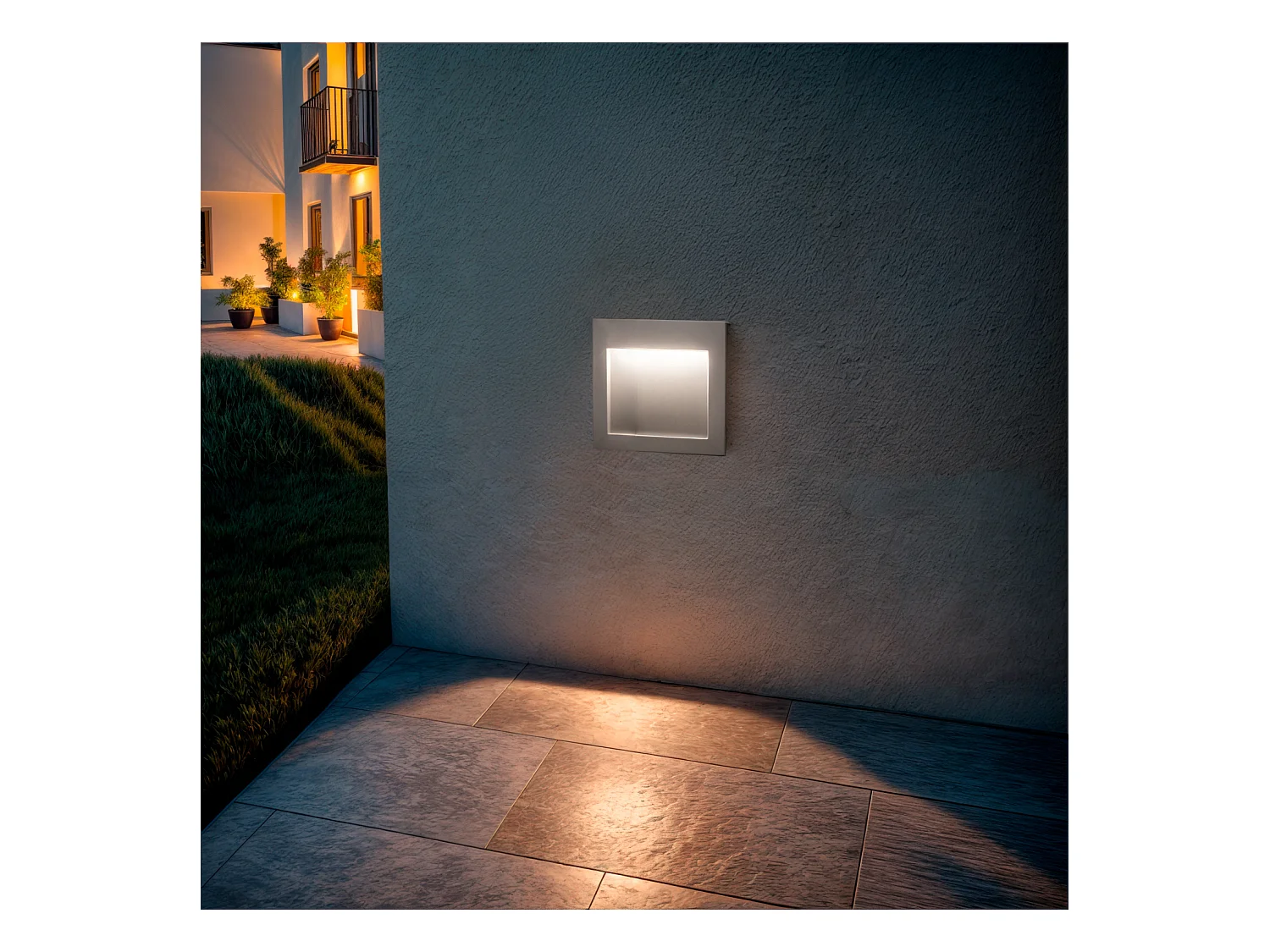 Balise LED Extérieure 4W Encastrable au Mur Carrée Natt Blanche  4000K Blanc neutre
