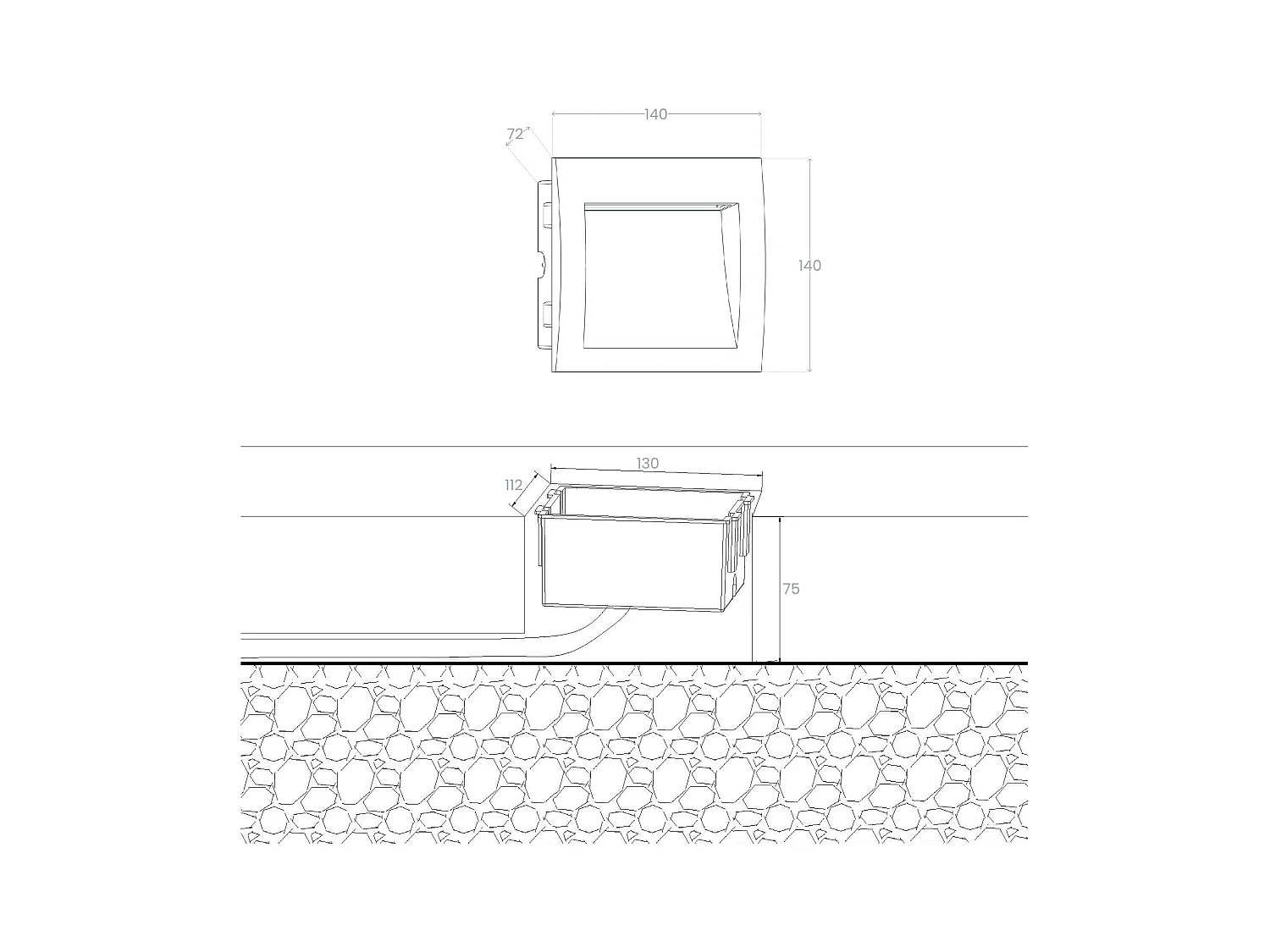 Balise LED Extérieure 4W Encastrable au Mur Carrée Natt Blanche  4000K Blanc neutre
