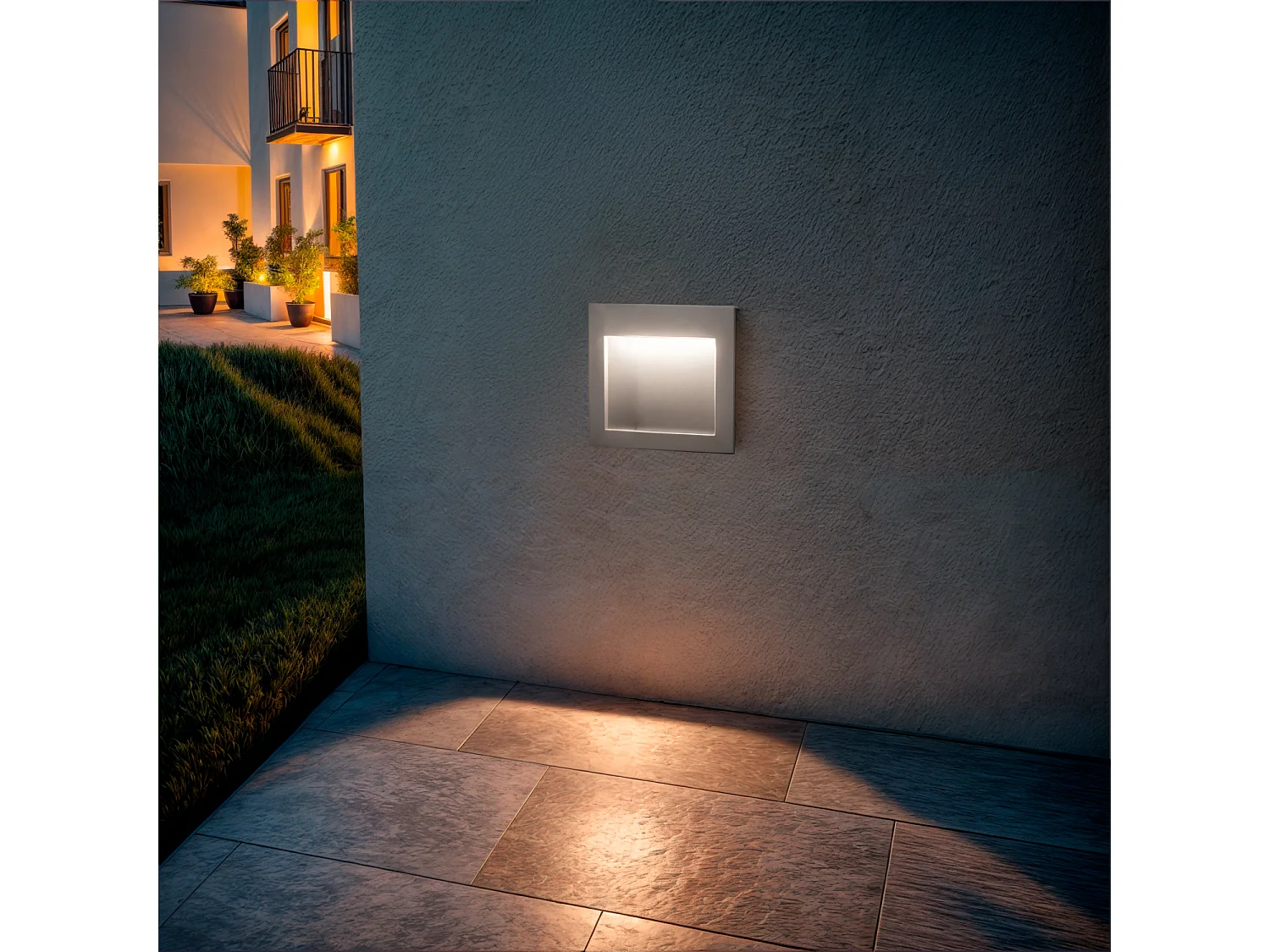 Segnapasso per Esterno LED 4W Incasso Parete Quadrato Bianco Natt 4000K Bianco Naturale