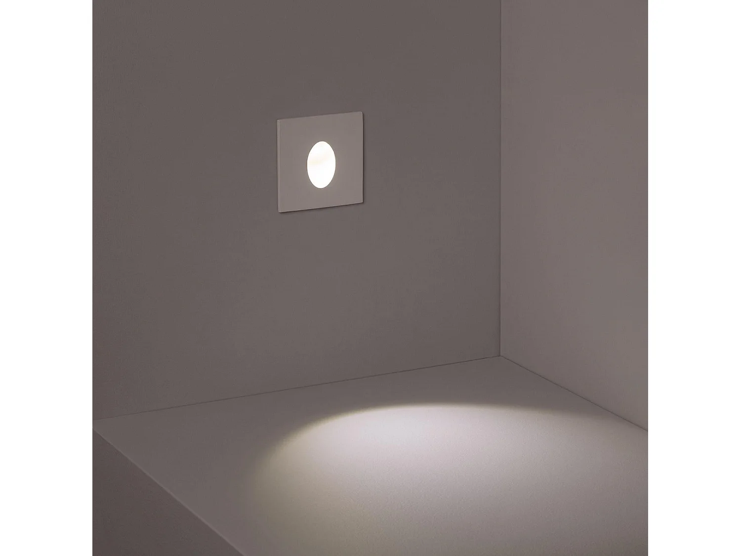 Segnapasso LED da Incasso a Parete Quadrato Bianco Adam 3000K Bianco Caldo