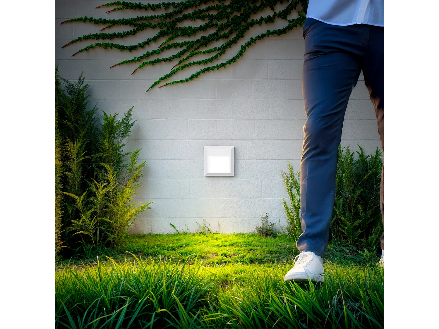 Balise LED Extérieure En Saillie au Mur Carrée Edulis Blanche 4000K Blanc neutre