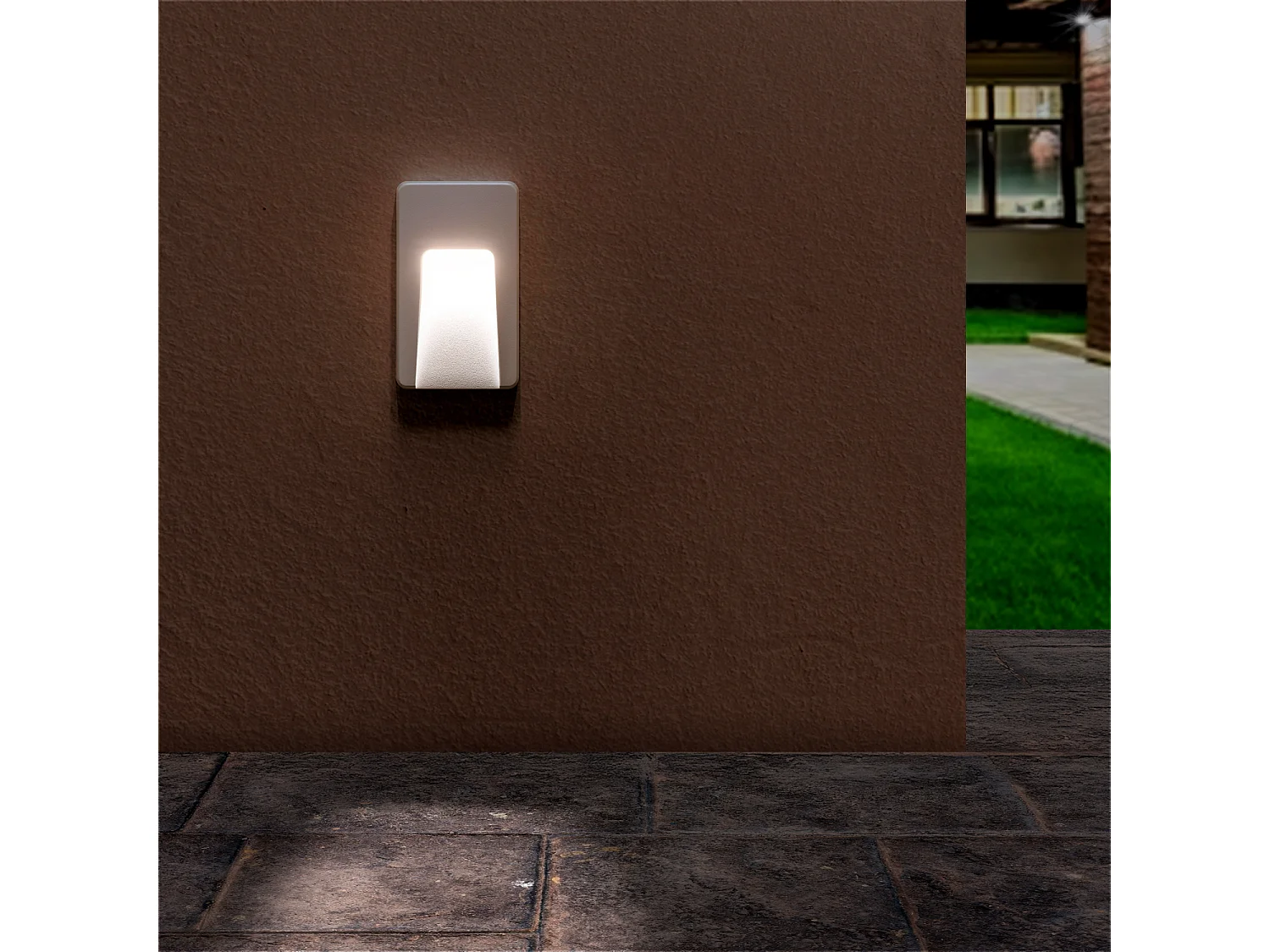 Balise LED Extérieure 3W En Saillie au Mur Rectangulaire Nilsa Blanche 4000K Blanc neutre