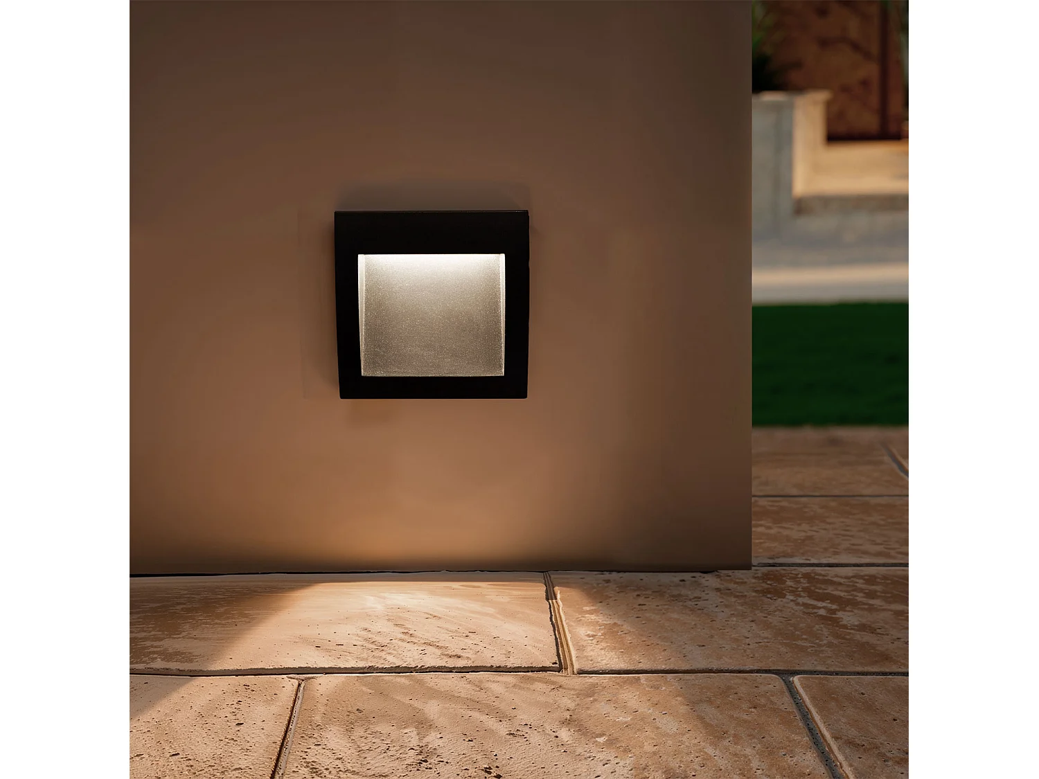 Balise LED Extérieure 4W Encastrable au Mur Carrée Natt Noire 2700K Blanc chaud