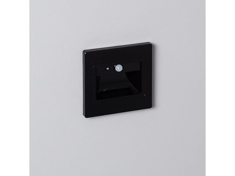 Balise Murale LED Encastrable Bark 1.5W Noire avec Capteur PIR  3000K Blanc chaud