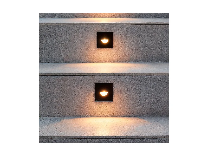 Segnapasso da Esterno LED 2W da Incasso a Parete Quadrato Nero Guell 4000K Bianco Naturale