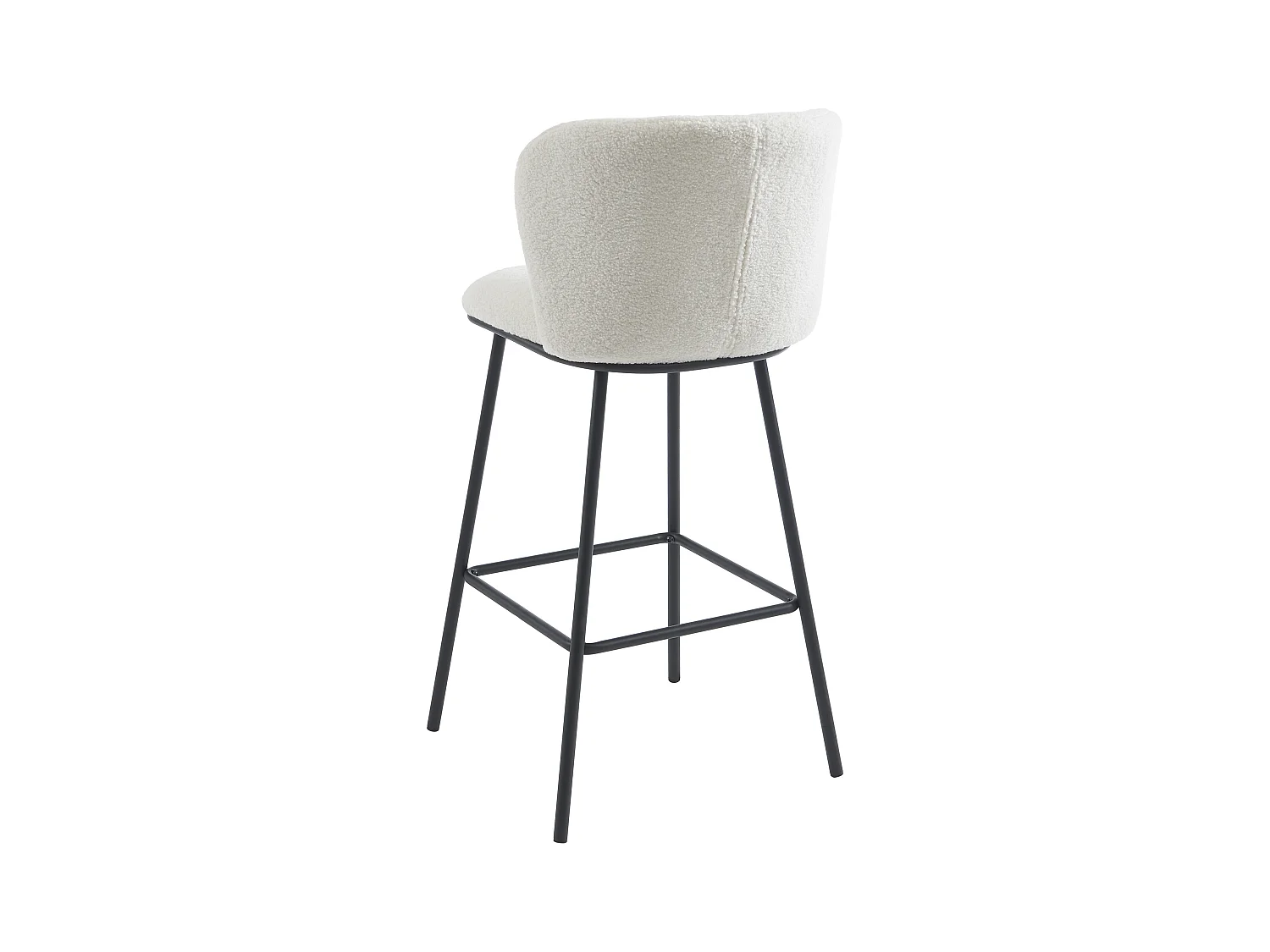 Conjunto de 2 bancos altos em tecido bouclé e metal branco - SENORASE