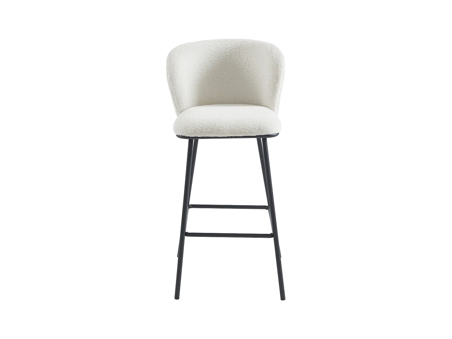 Conjunto de 2 taburetes de bar de rizada de tela y metal - blanco - SENORASE