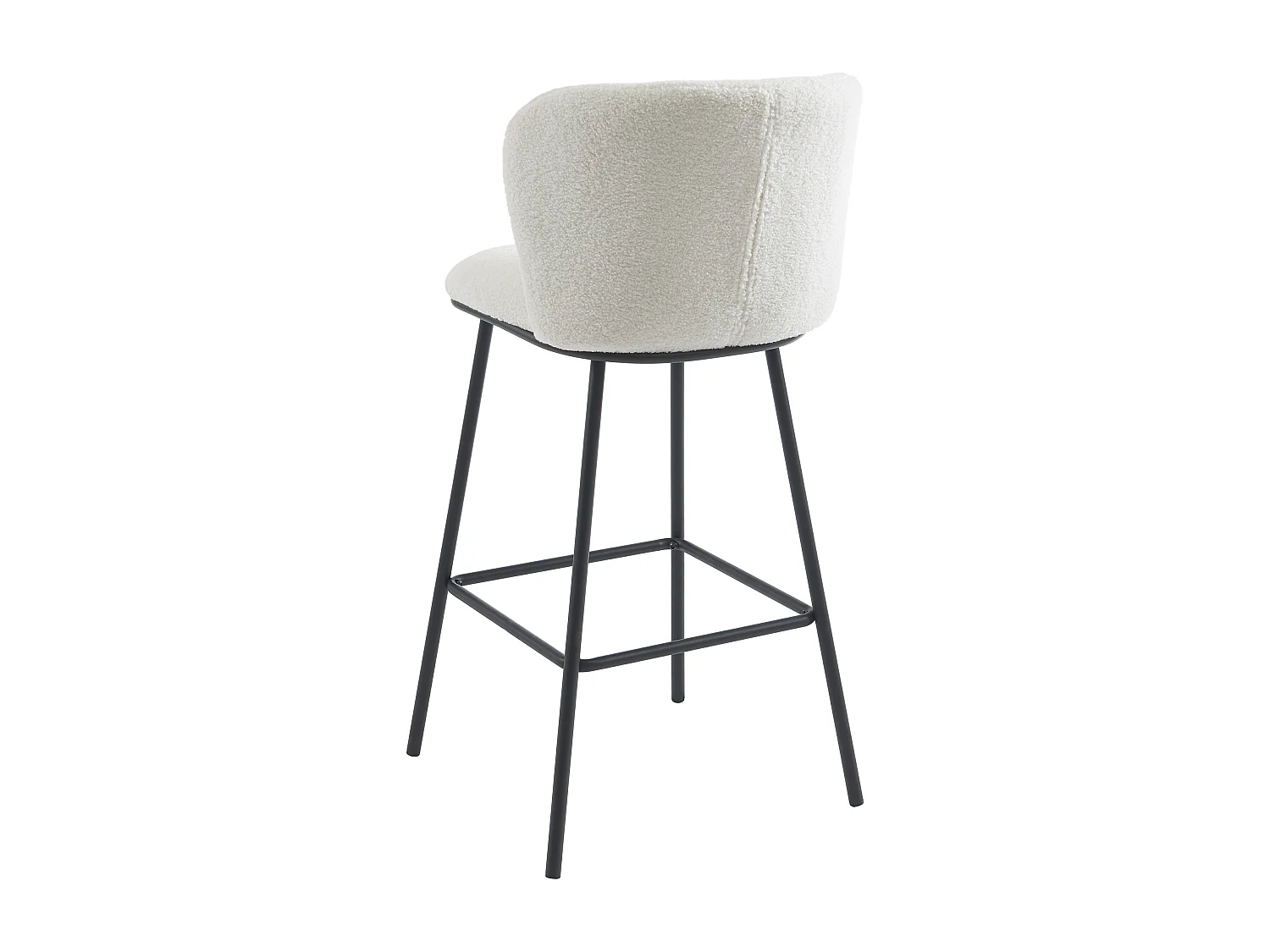 Conjunto de 2 taburetes de bar de rizada de tela y metal - blanco - SENORASE