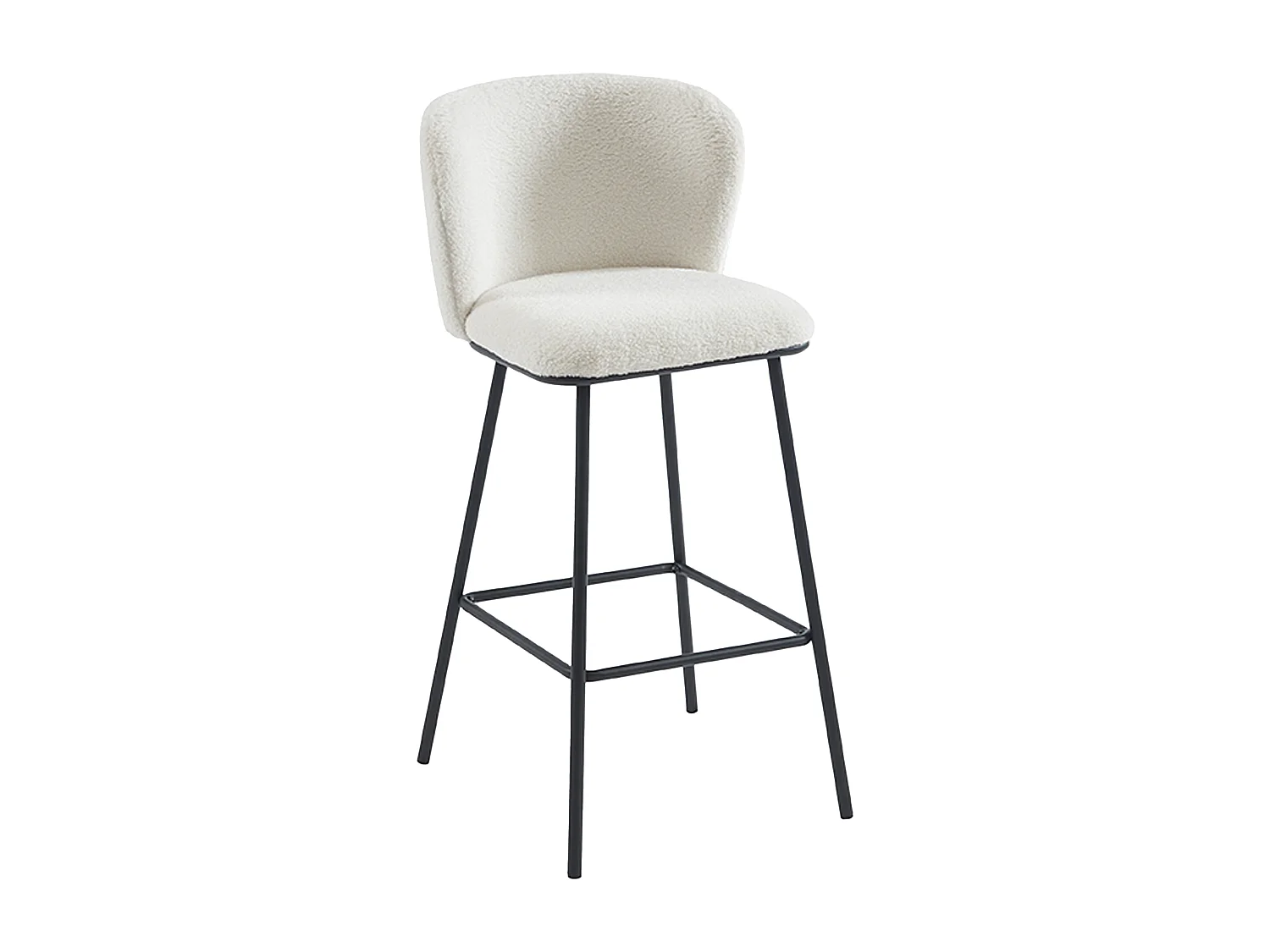 Sgabello da bar in Tessuto bouclette e metallo Bianco - Lotto di 2 - SENORASE