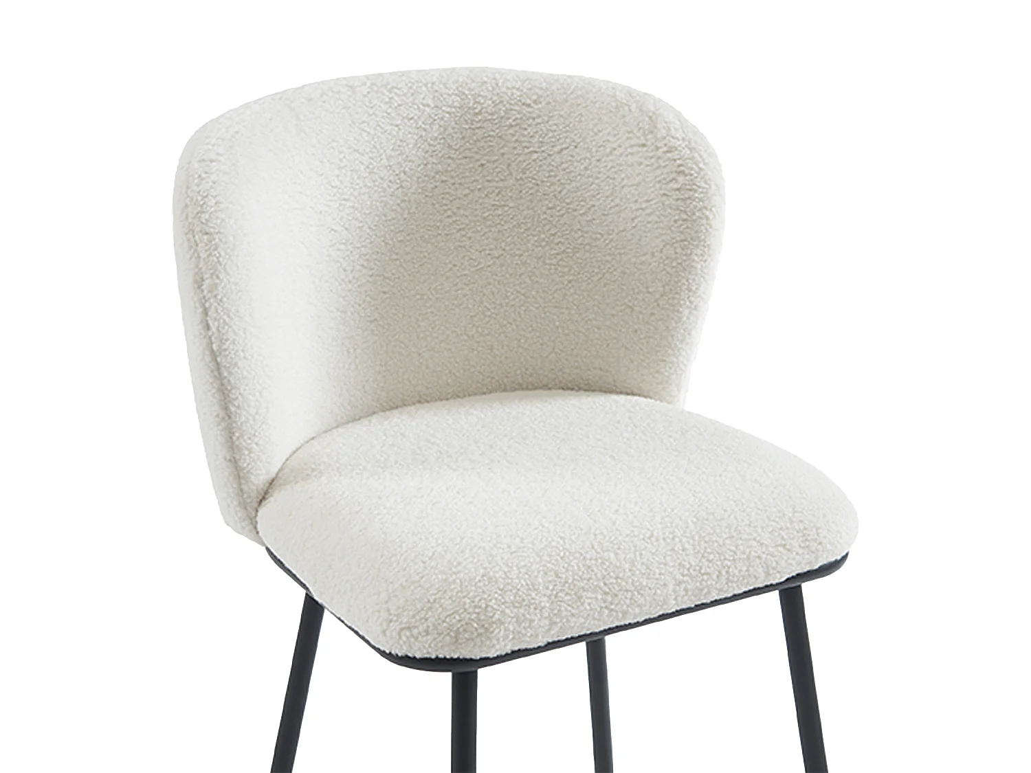 Sgabello da bar in Tessuto bouclette e metallo Bianco - Lotto di 2 - SENORASE