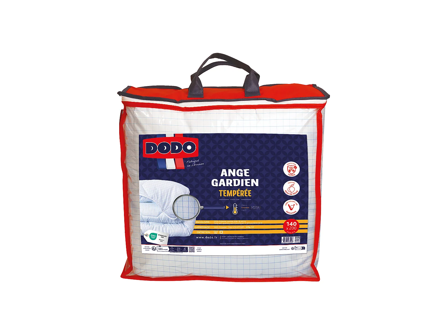 Pack DODO couette 140 x 200 cm + 1 oreiller 60 x 60 cm - Protection Totale anti acariens - ANGE GARDIEN