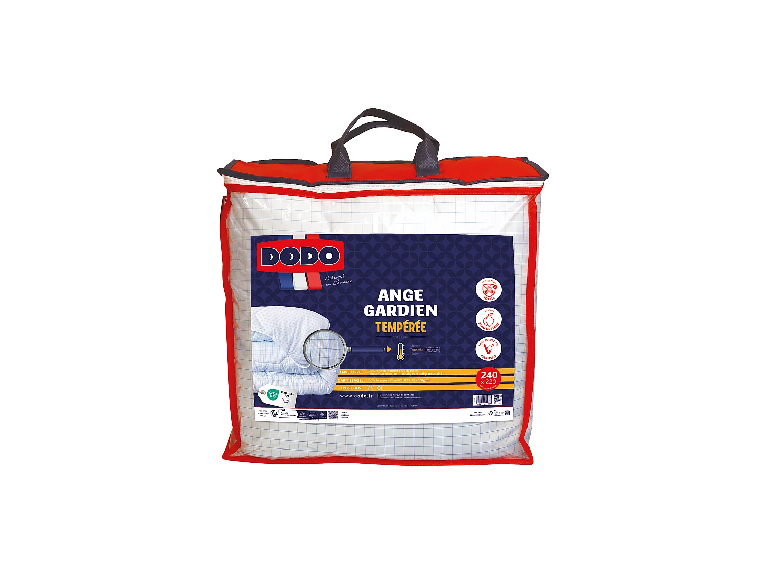 Pack DODO edredón de 220 x 240 cm + 2 almohadas de 60 x 60 cm - Protección Total anti ácaros - ANGE GARDIEN