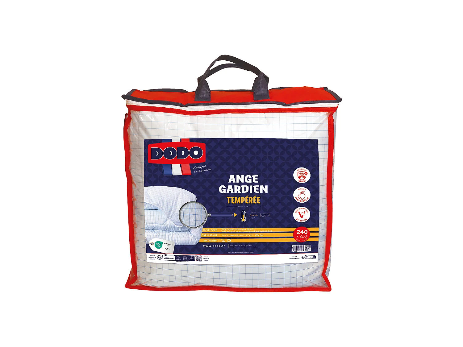 Pack DODO couette 220 x 240 cm + 2 oreillers 60 x 60 cm - Protection Totale anti acariens - ANGE GARDIEN