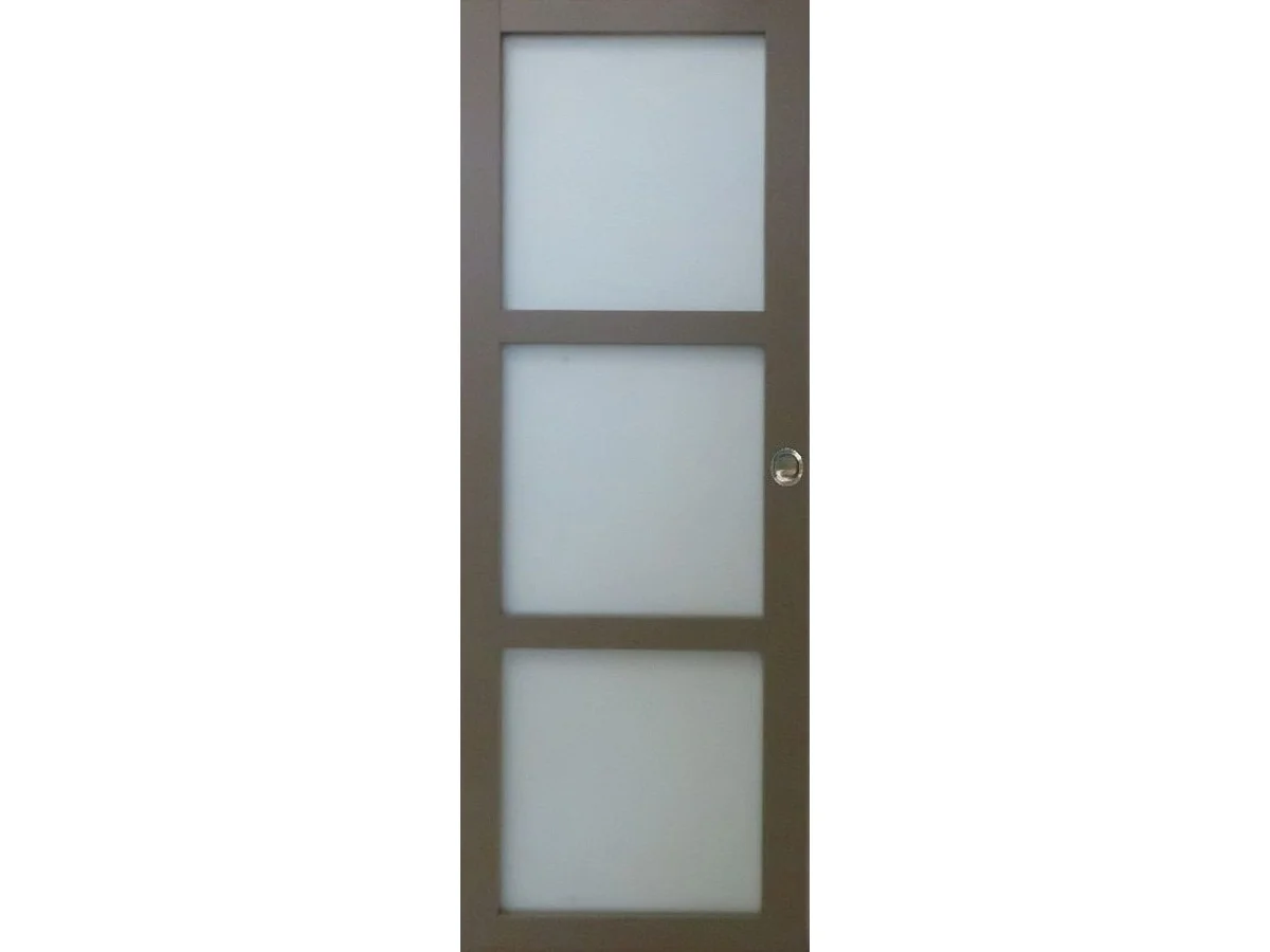 Porte Coulissante Gris Taupe Ral 7006 Vitrée H204 X L83 Cm, Coquilles Gd Menuiseries
