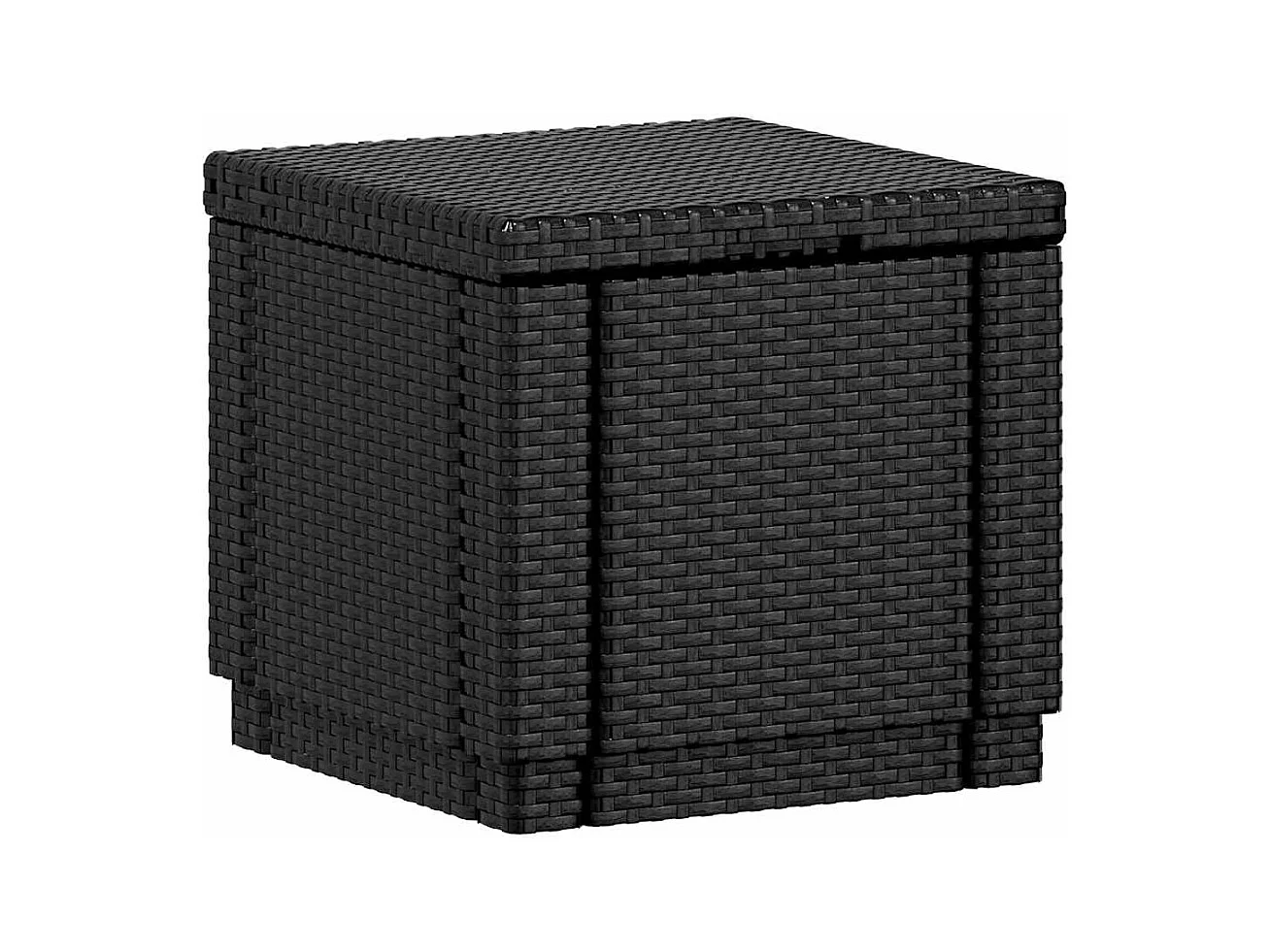 Table cube en imitation résine tressée ALLIBERT avec rangement - Gris graphite