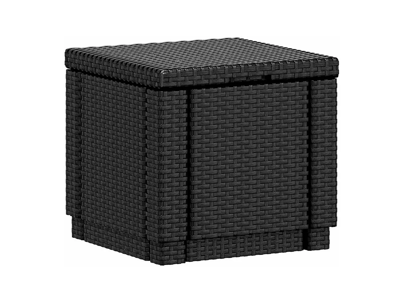 Table cube en imitation résine tressée ALLIBERT avec rangement - Gris graphite