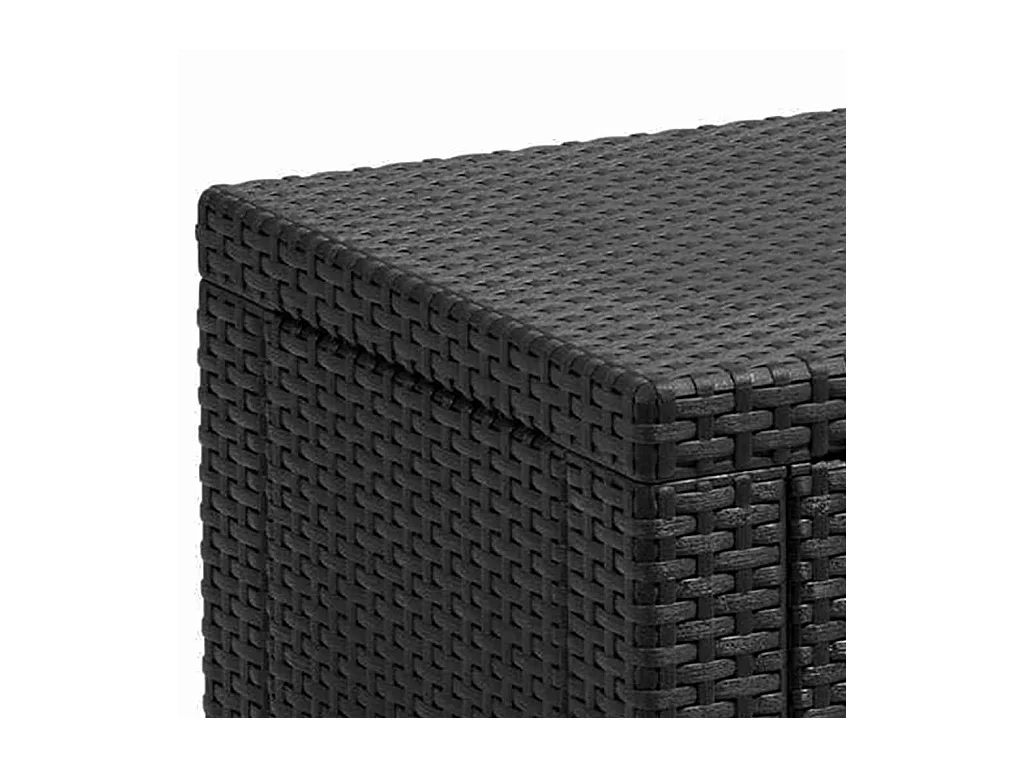 Table cube en imitation résine tressée ALLIBERT avec rangement - Gris graphite