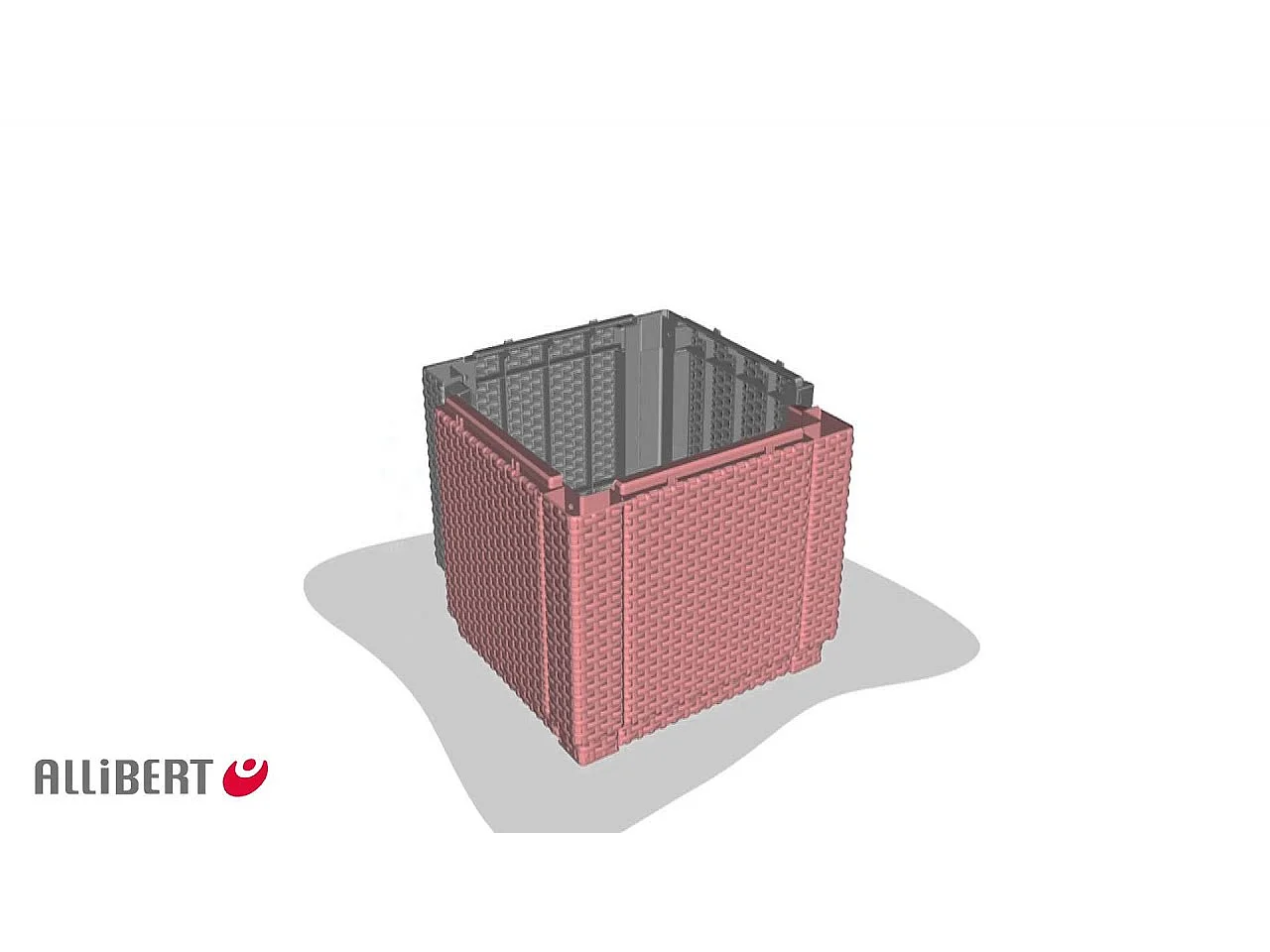 Table cube en imitation résine tressée ALLIBERT avec rangement - Gris graphite