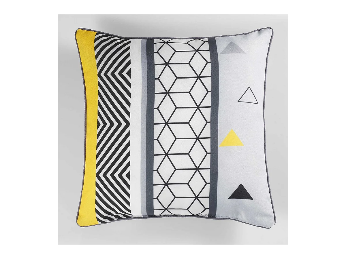 Coussin Passepoil polyester imprime Modele Yellow Mix 40 x 40 cm