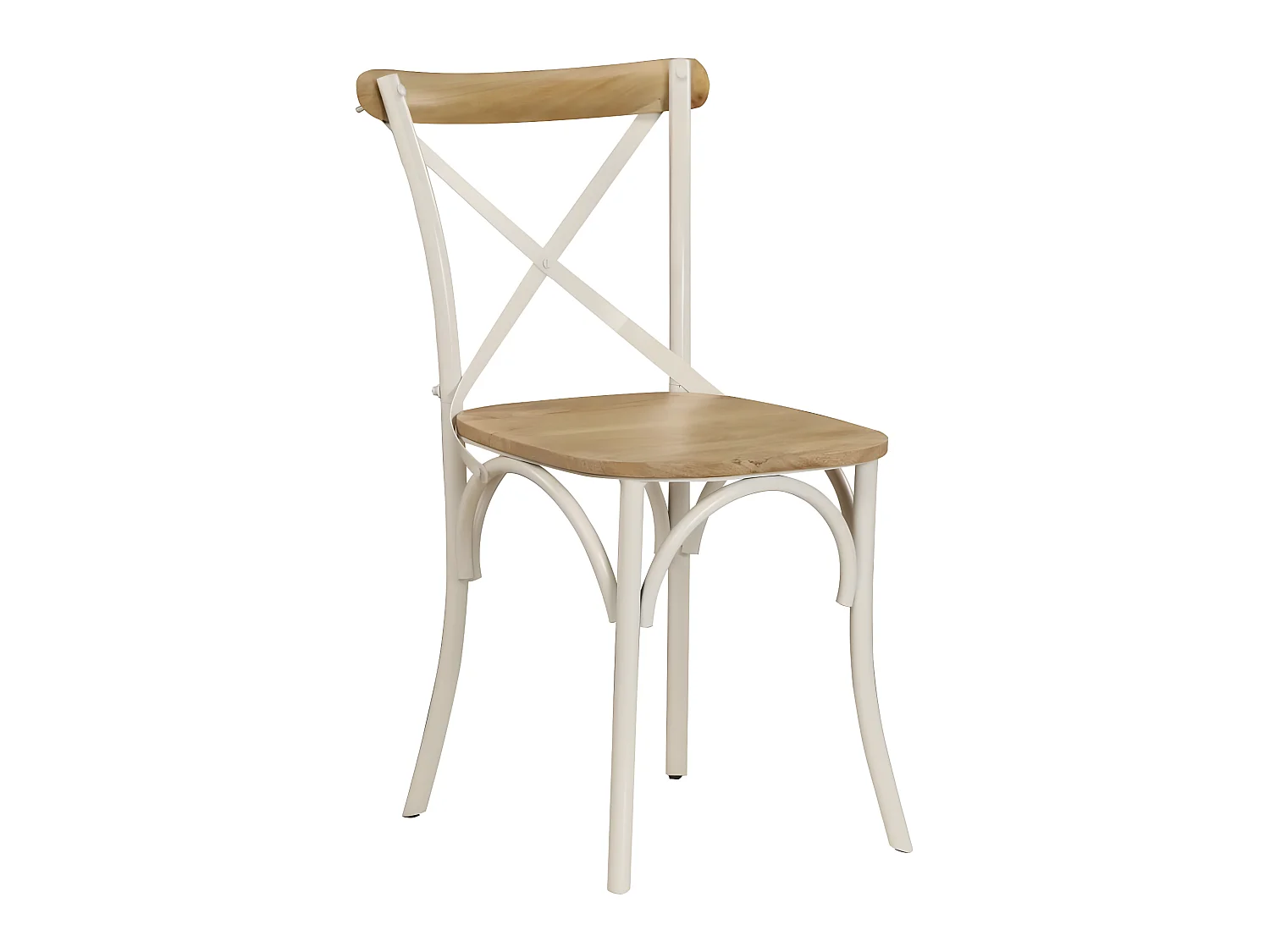 Lot de 4 chaises de salle à manger cuisine design rétro bois de manguier massif blanc CDS021231