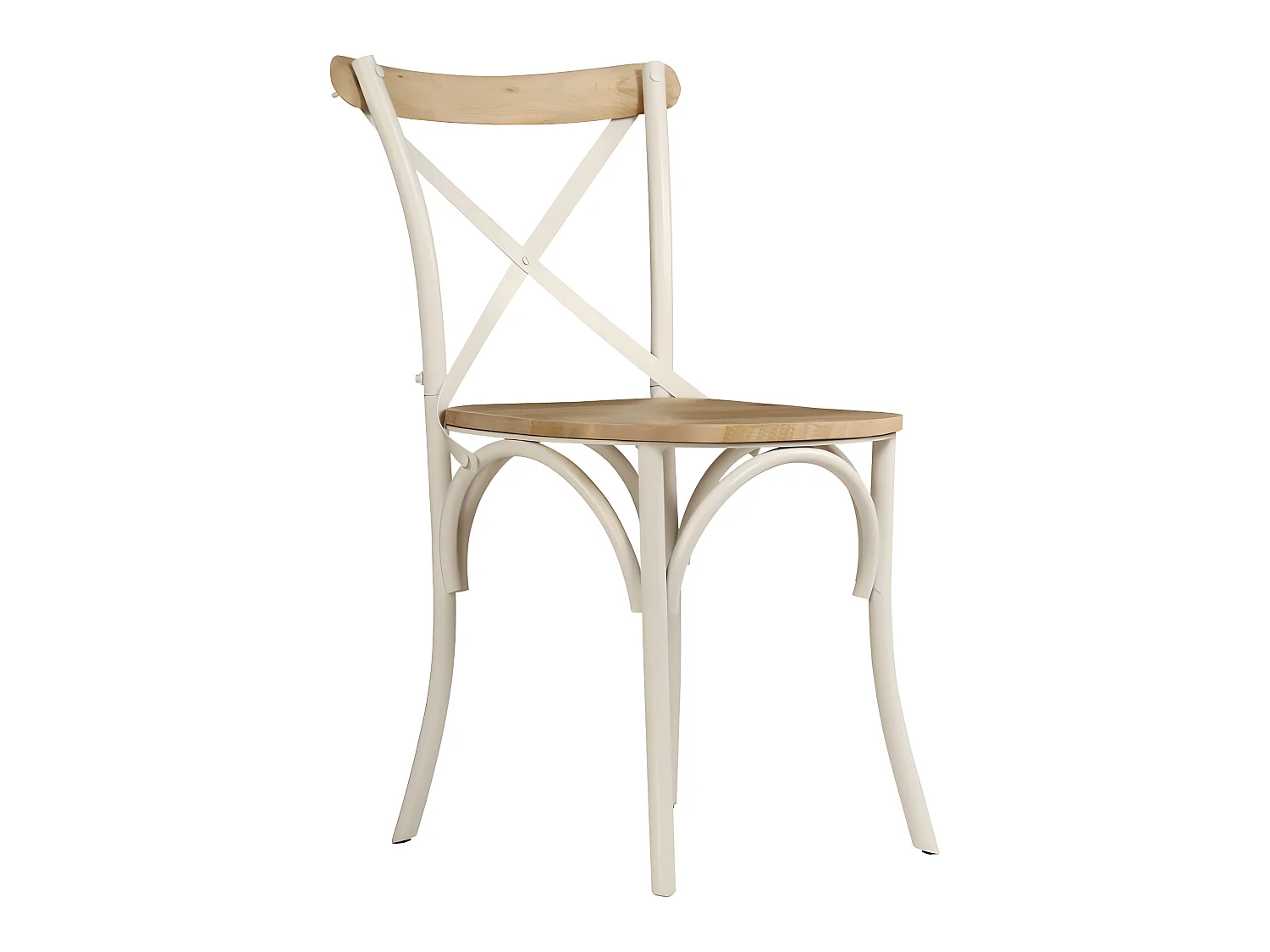 Lot de 4 chaises de salle à manger cuisine design rétro bois de manguier massif blanc CDS021231