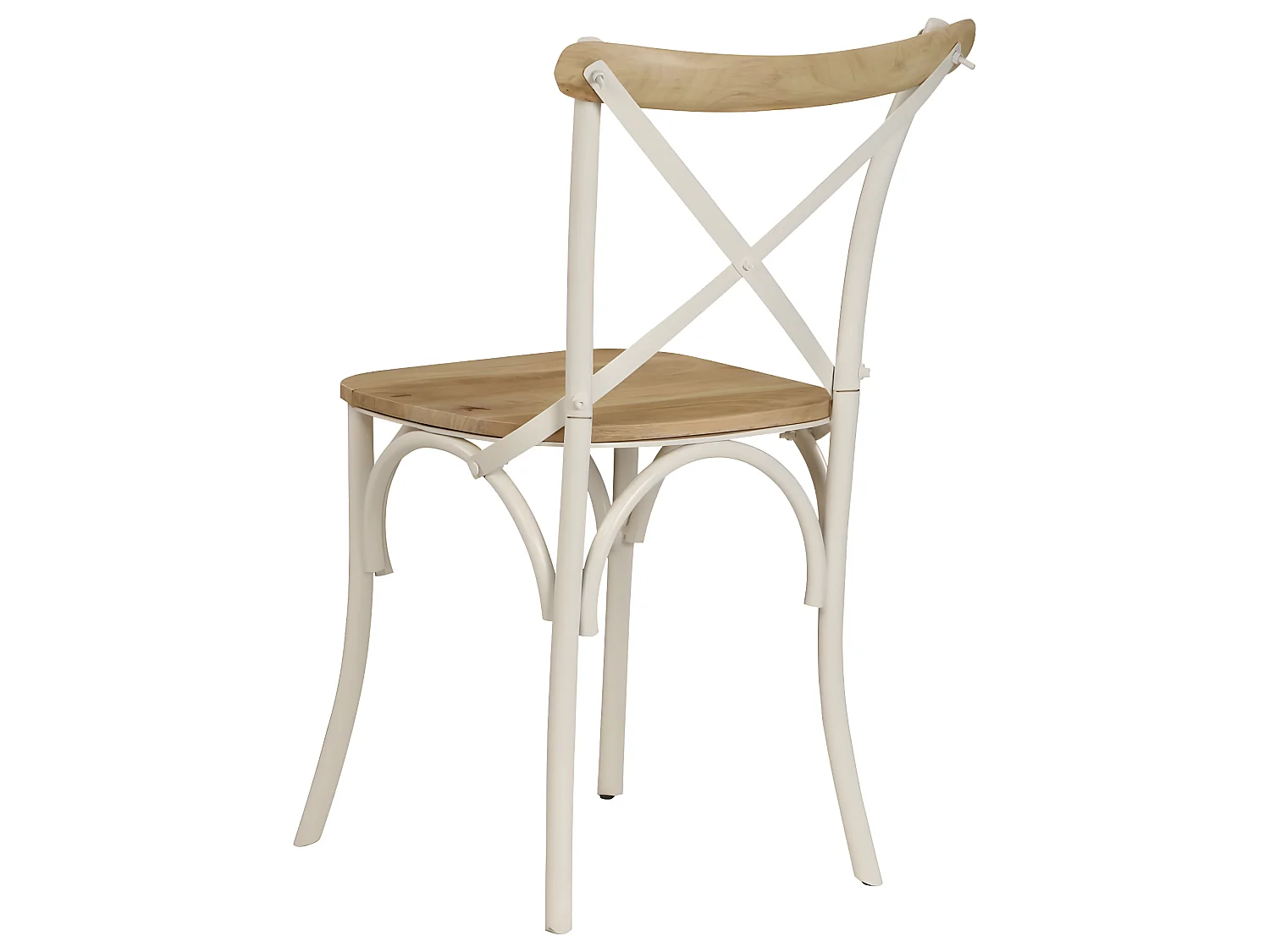 Lot de 4 chaises de salle à manger cuisine design rétro bois de manguier massif blanc CDS021231