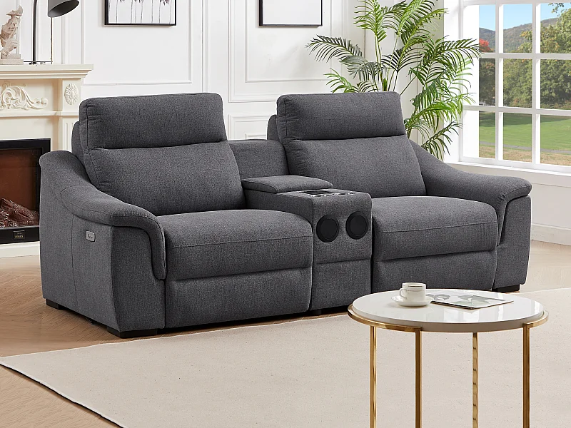 Relaxsofa elektrisch 2-Sitzer - Stoff - Grau - VERETO