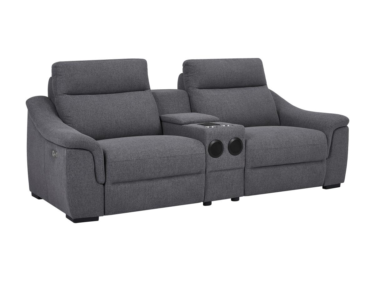 Relaxsofa elektrisch 2-Sitzer - Stoff - Grau - VERETO günstig online kaufen