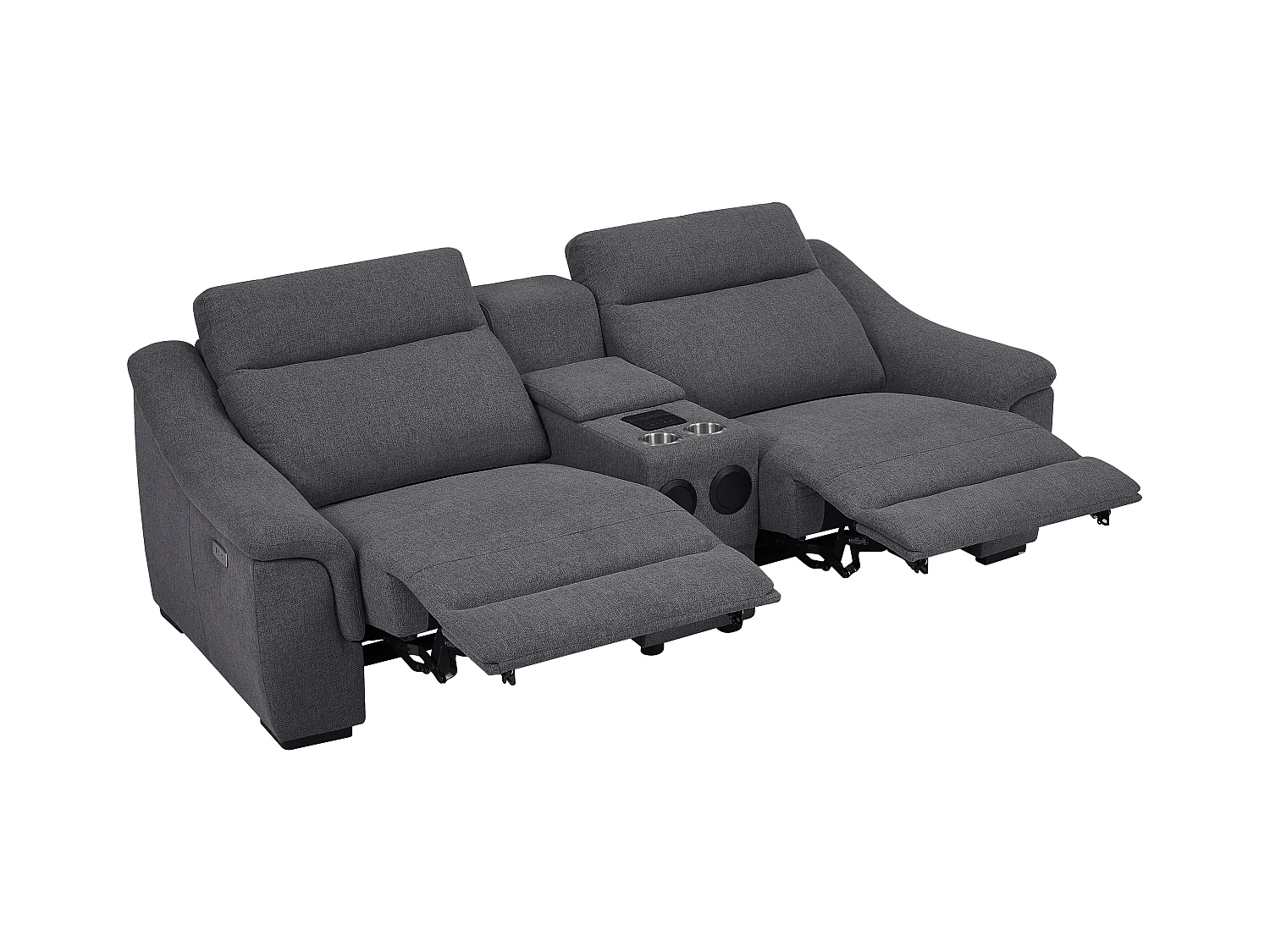 Relaxsofa elektrisch 2-Sitzer - Stoff - Grau - VERETO